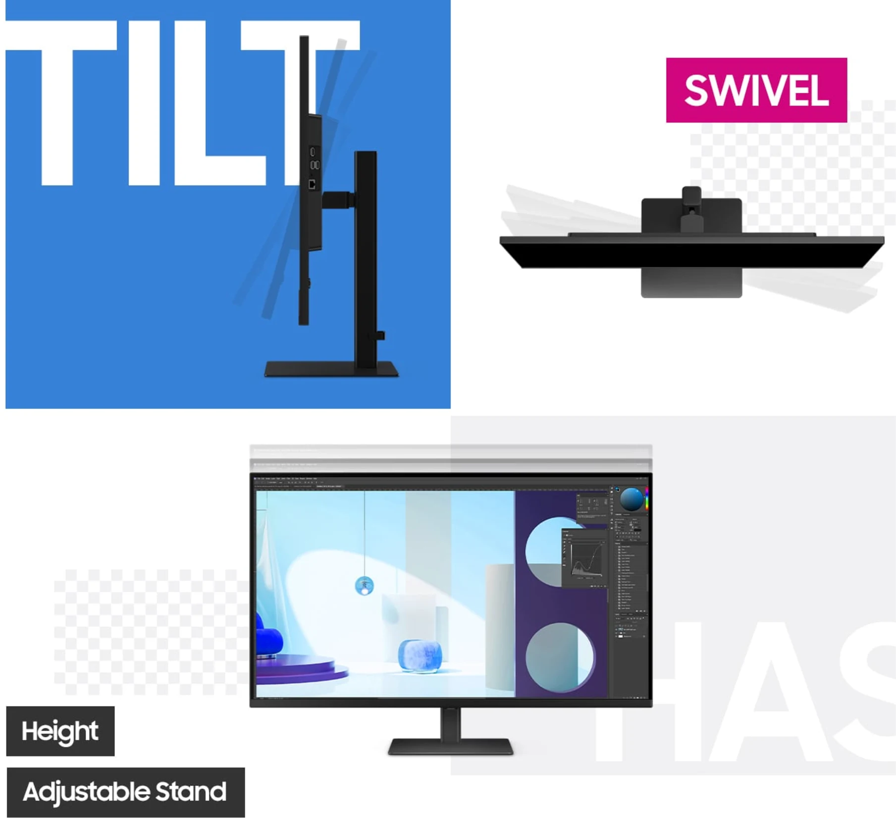 Imagen 20 de Monitor Samsung ViewFinity S8 37" 4K UHD USB-C DP HDMI RJ45 Altura Ajustable