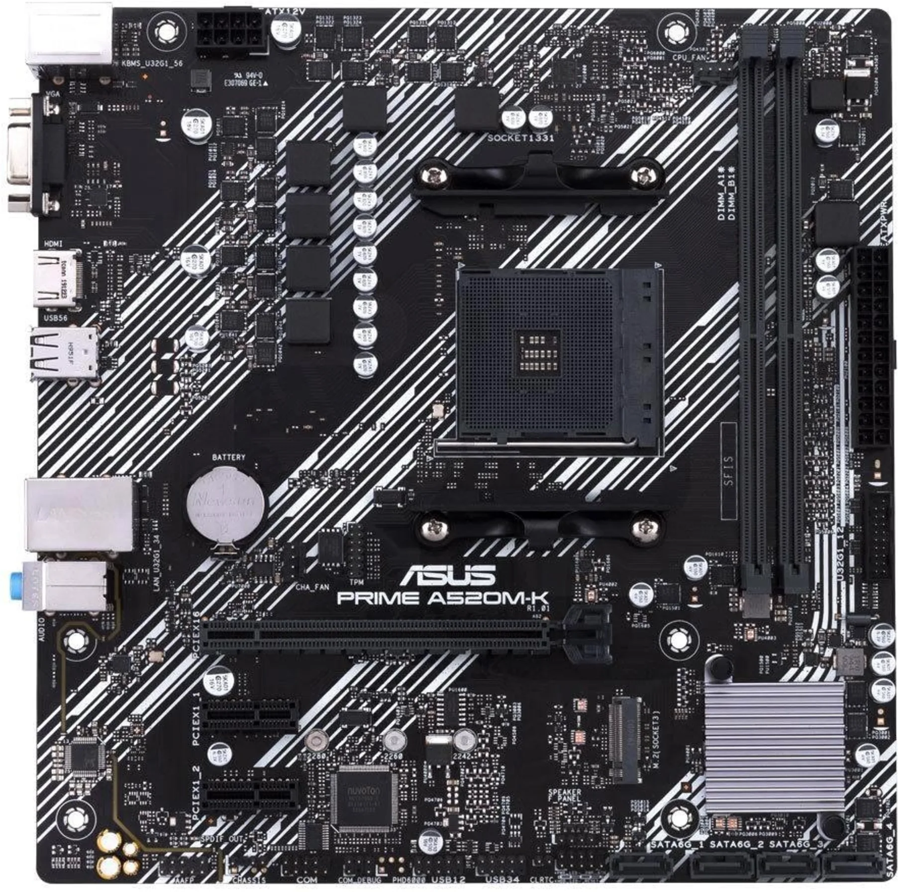 Imagen 2 de Tarjeta Madre Asus PRIME A520M-K AMD Ryzen AM4 2*DDR4 M.2 HDMI VGA USB3.2 mATX