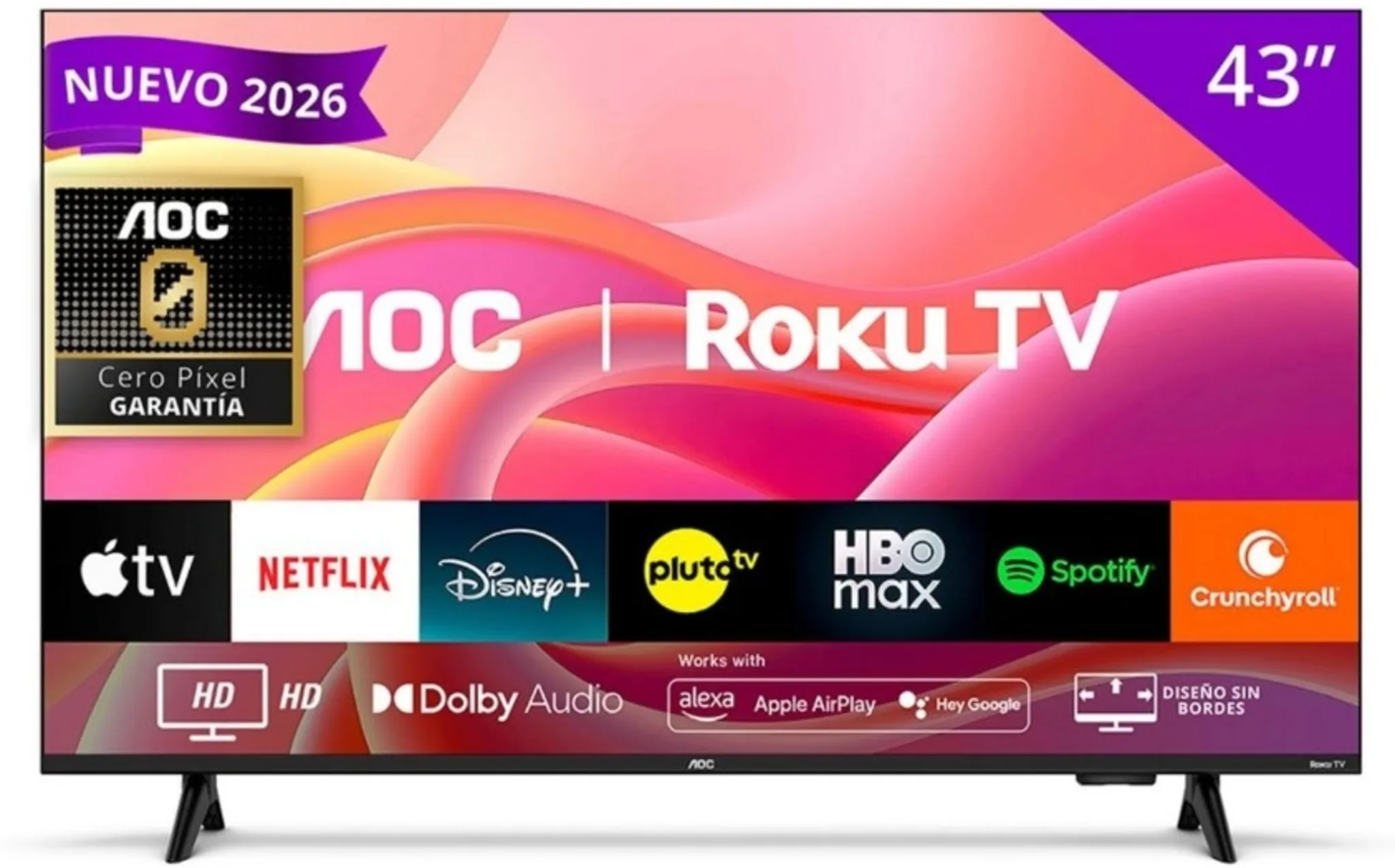 Imagen 0 de Televisor AOC 43" FHD SmartTV LED WiFi LAN 3*HDMI USB RokuTV
