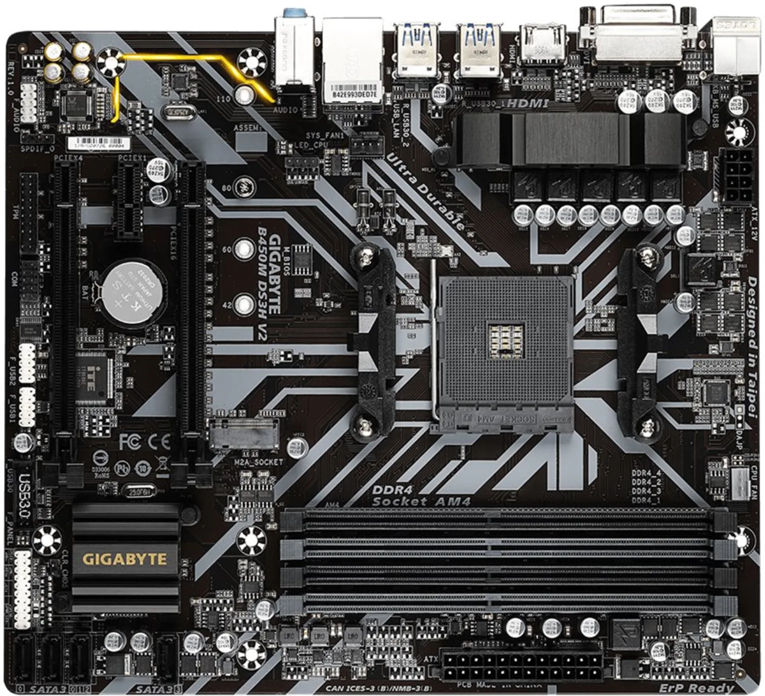 Imagen 0 de Gigabyte B450M-DS3H-V2 Micro ATX AM4 4 x DDR4