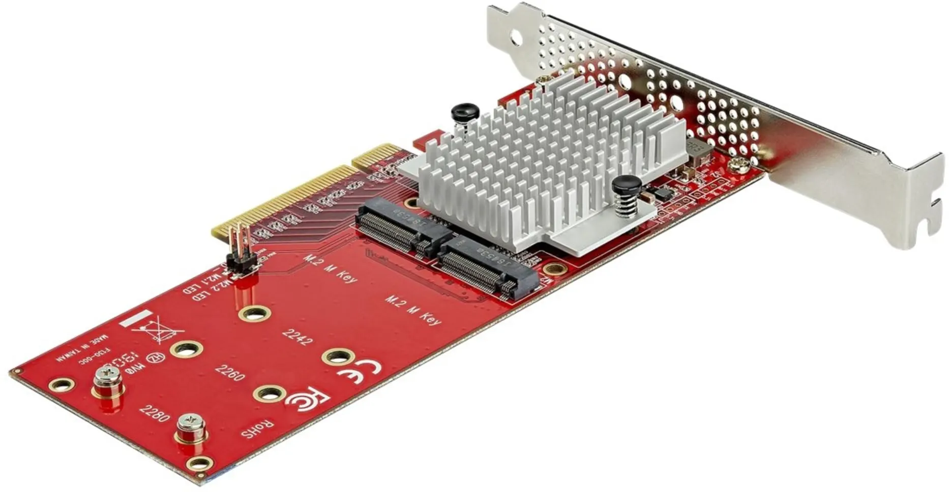 Imagen 7 de StarTech.com Adaptador PCI Express x8 para Dos SSD M.2 - PCI-E 3.0 - Tarjeta Adaptadora PCI-E para SSD M.2 NVMe AHCI - (PEX8M2E2) - Adaptador de interfaz - M.2 - Expansion Slot to M.2 - M.2 Card perfil bajo - PCIe 3.0 x8 - rojo - Conforme a la TAA