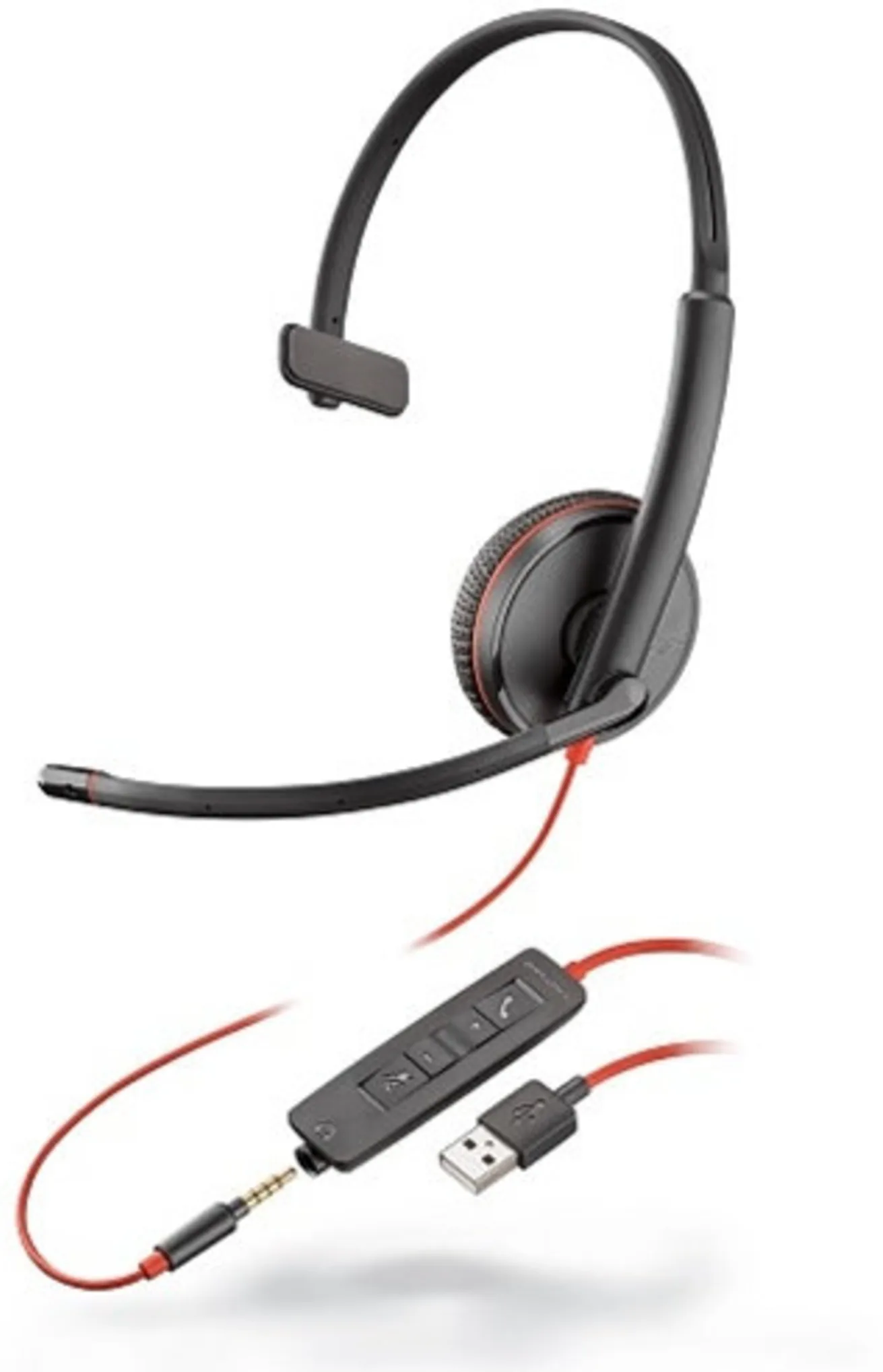 Imagen 0 de Cintillo Plantronics Blackwire C3215 para Conferencias Alámbr. USB-A/3.5mm Negro