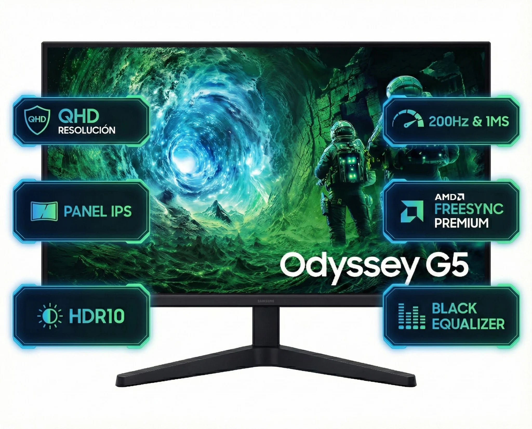 Imagen 0 de Monitor Gamer Samsung Odyssey G5 G53F 27" QHD IPS 200Hz 1ms FreeSync Premium