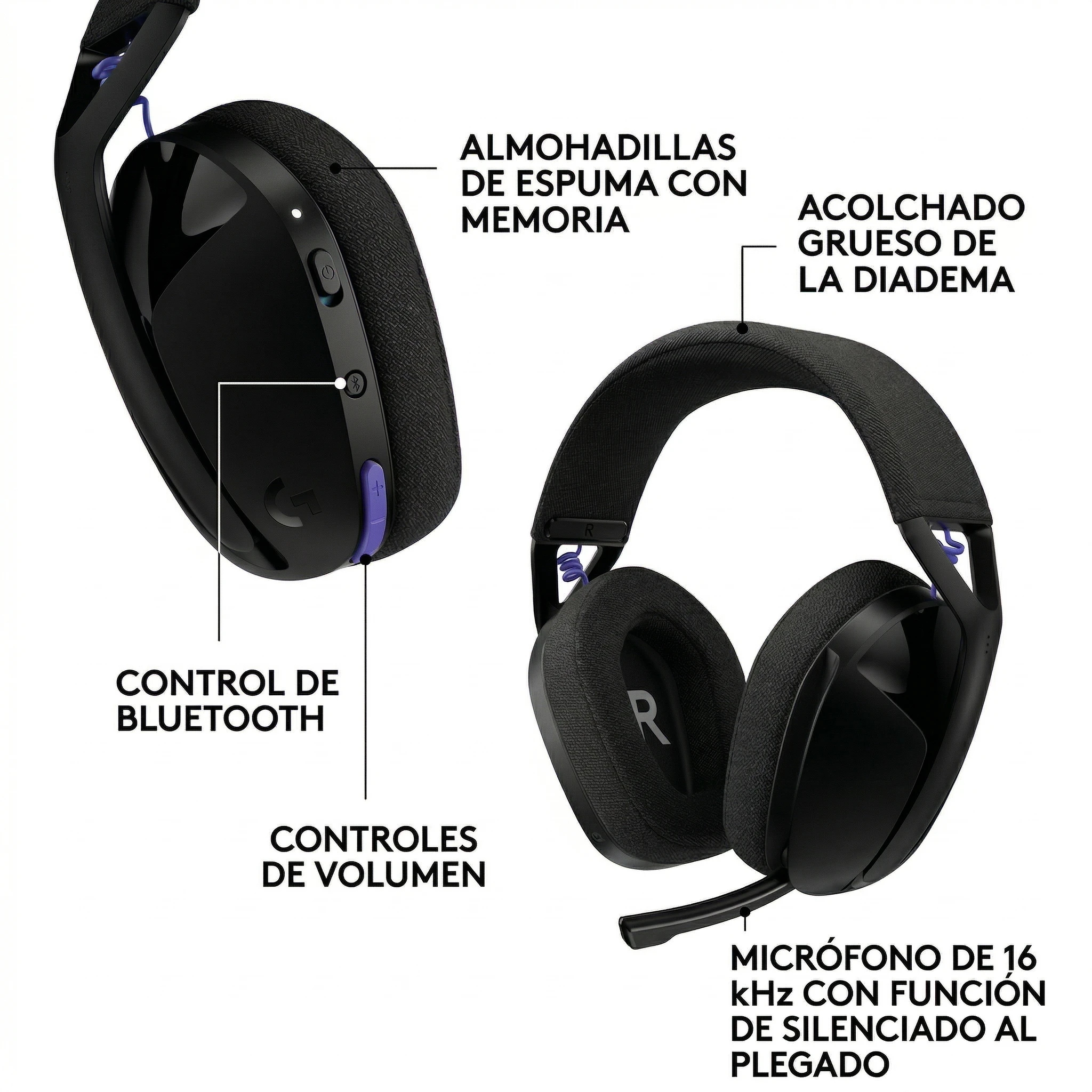 Imagen 9 de Audífonos Gamer Logitech G321 BT 5.2 USB-C/USB-A Negro 