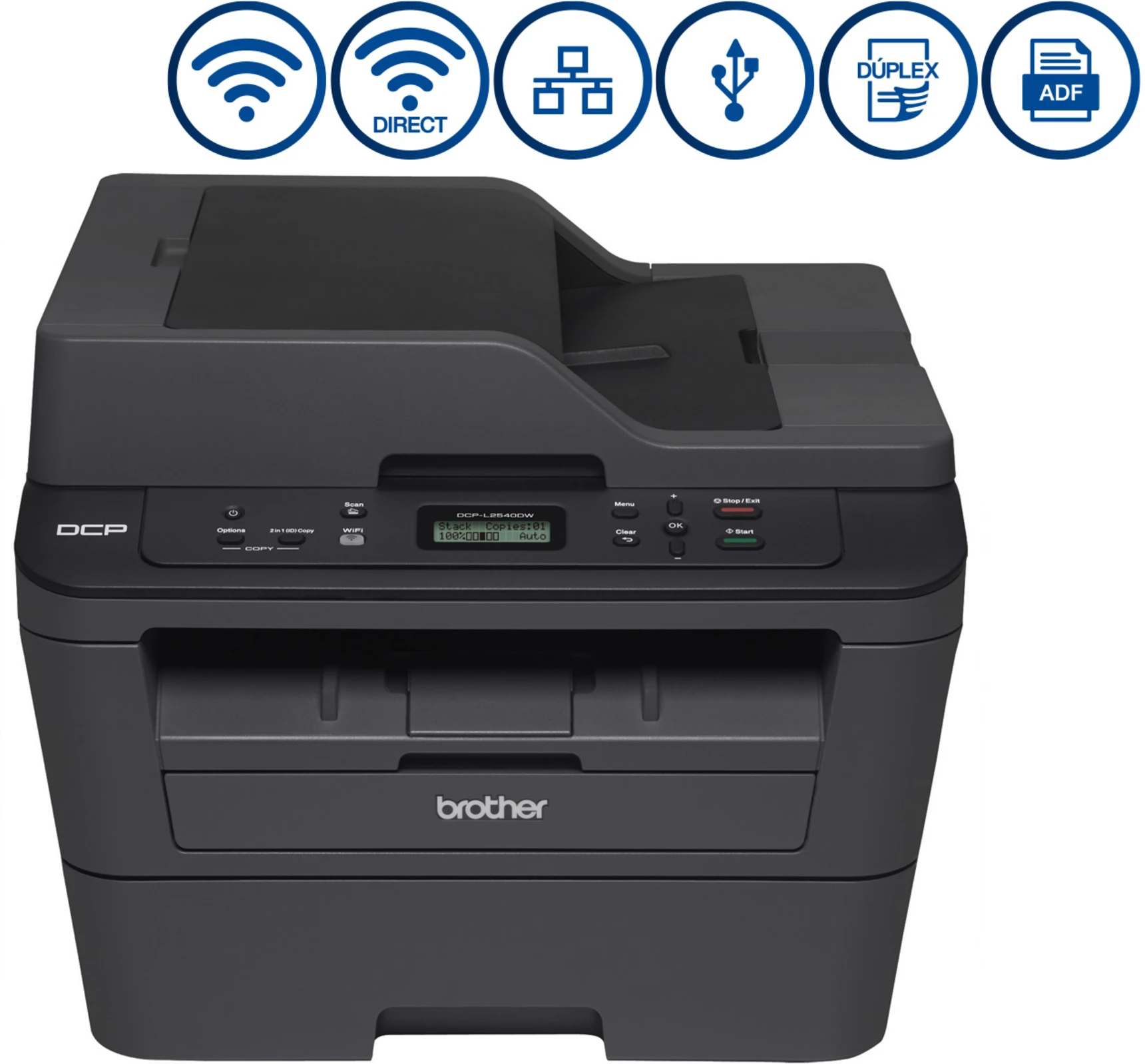 Imagen 0 de Impresora Multifunción Brother DCP-L2540DW Laser Monocromo Duplex WiFi LAN USB