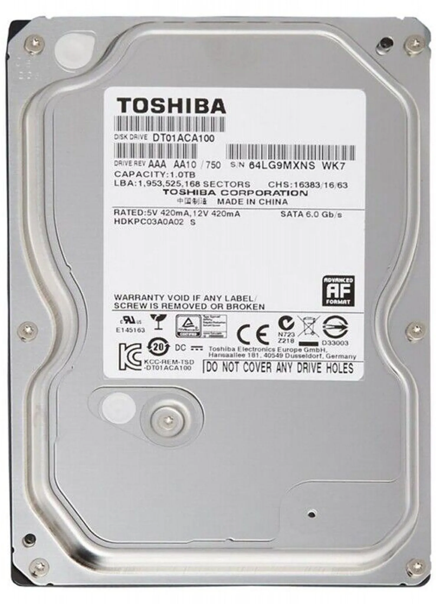 Imagen 0 de Disco Duro Open Box Toshiba 1 TB 3.5" 7.200 RMP  SATAIII 6GB/s 32MB