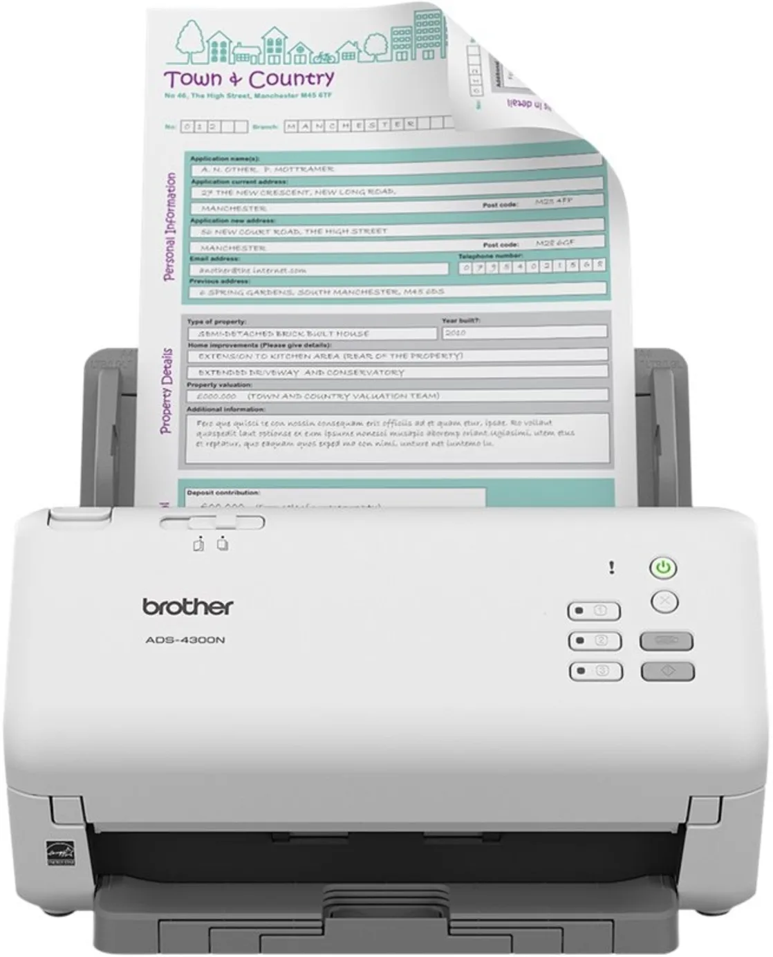 Imagen 4 de Escáner de Escritorio Brother ADS-4300N, Prof 600ppp 80ppm Doble Cara LAN USB2.0