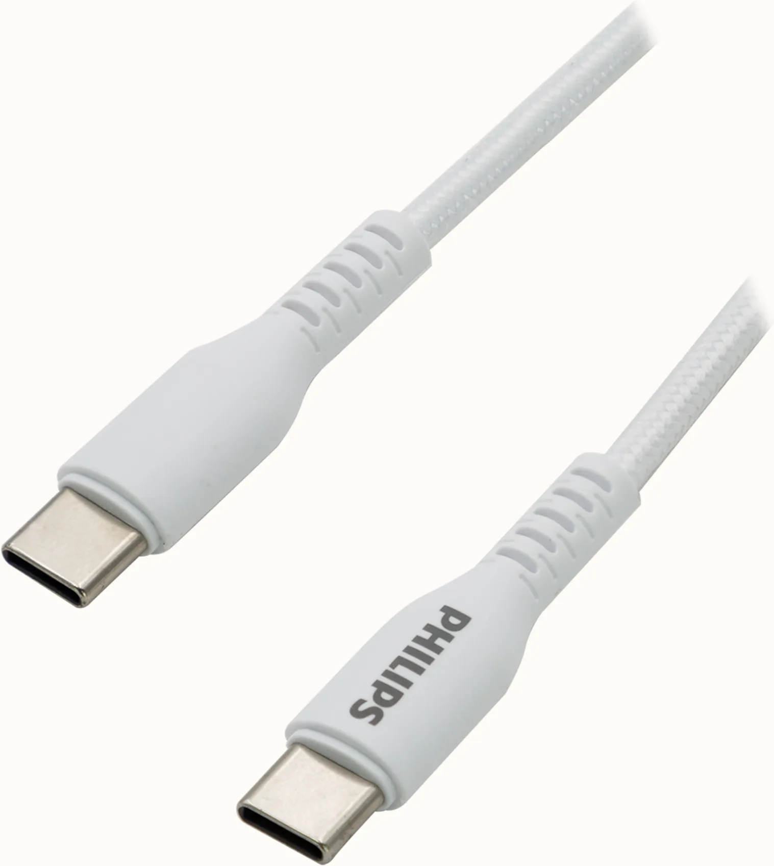 Imagen 0 de Cable USB-C a USB-C M/M 60W max. 1mt cable Blanco Trenzado - Philips