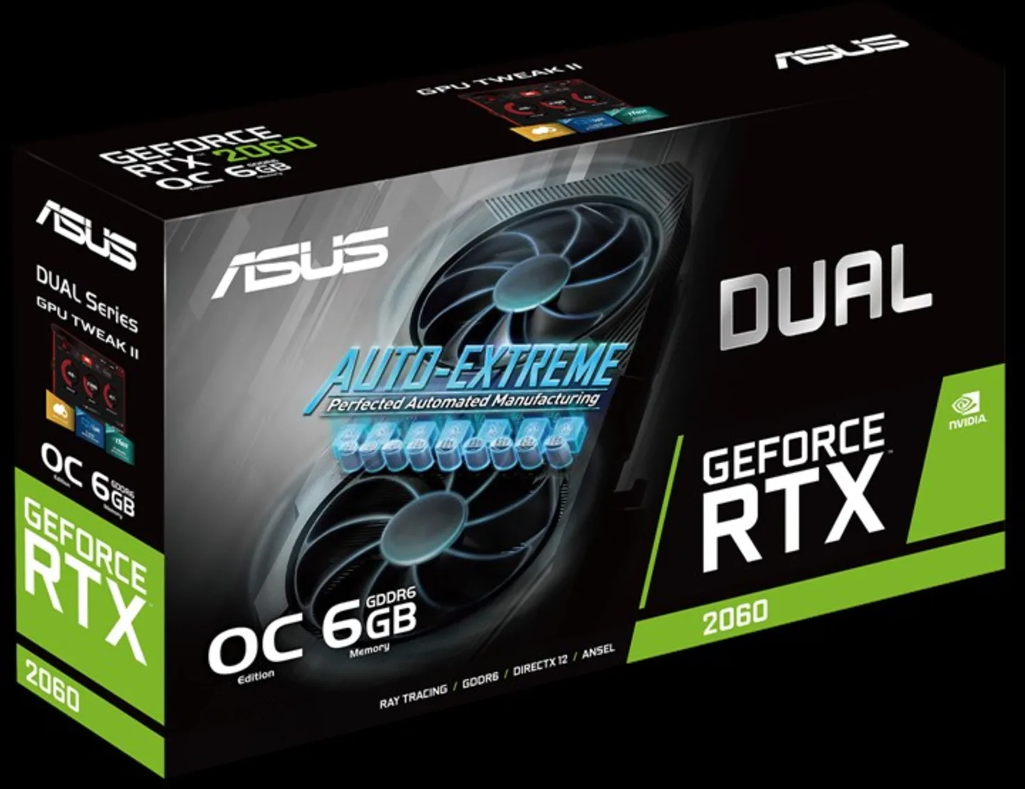 Imagen 2 de Tarjeta de Video Asus Dual RTX2060-O6G-EVO 6GB GDDR6 PCIe DP DVI-D 2*HDMI ATX Ac