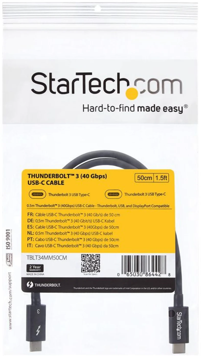 Imagen 8 de Cable Thunderbolt 3 USB-C M/M 40Gbps 0.5mts Color Negro - StarTech