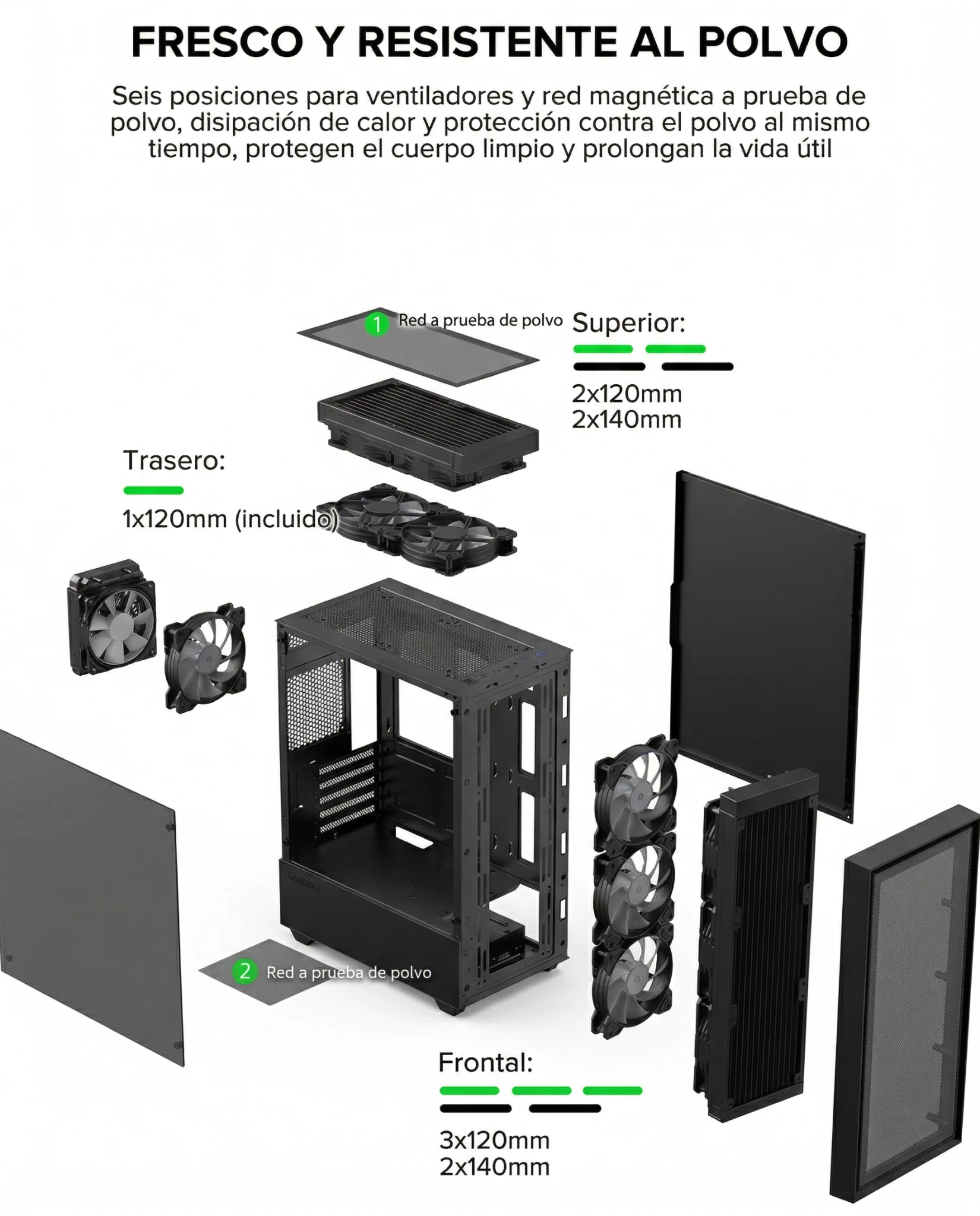 Imagen 1 de Gabinete Gamemax Storm Black mATX, Vidrio Lateral 2*USB2.0 1*USB2.0 1*FAN, Negro