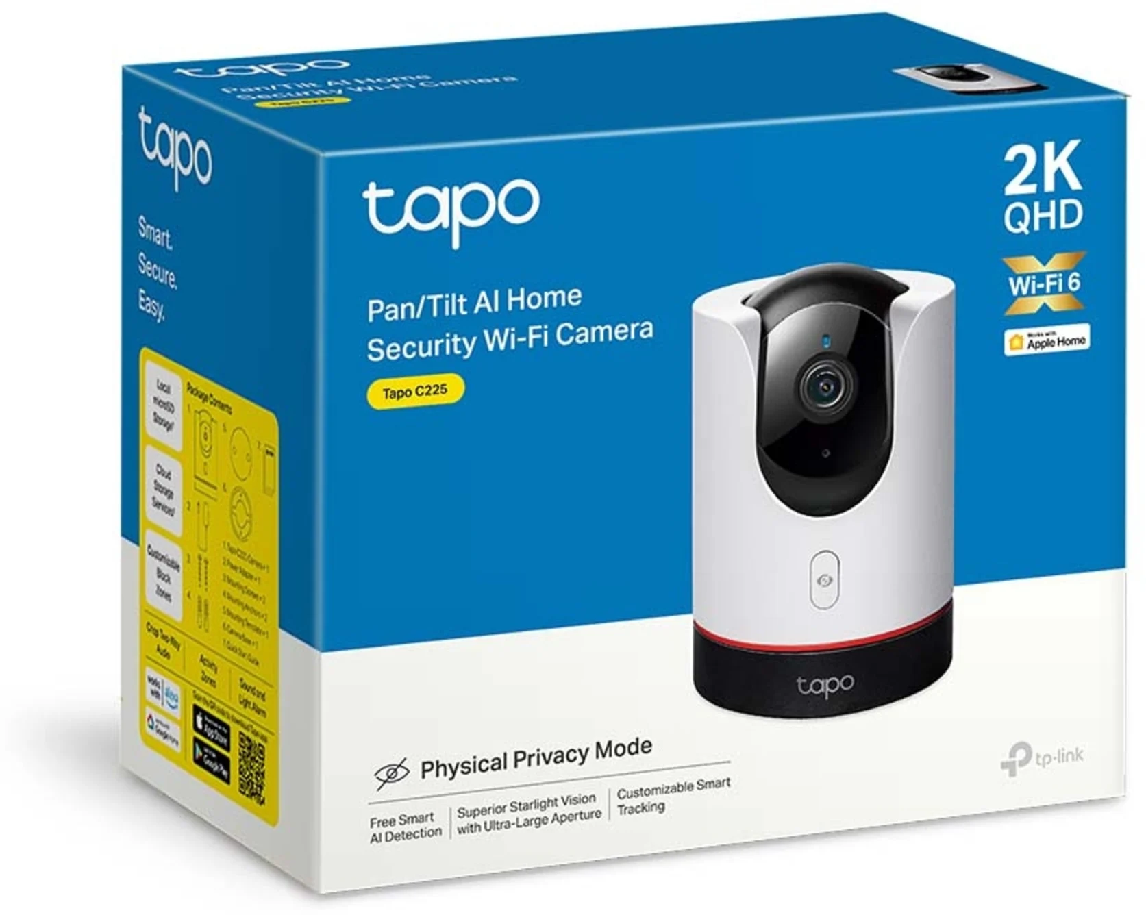 Imagen 1 de Cámara de Seguridad Inteligente Tapo C225 V1, 2K QHD WiFi  IA, Pan/Tilt