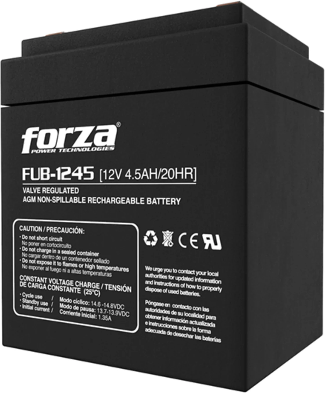 Imagen 1 de Batería Forza FUB-1245, para UPS 12V 4.5Ah Recargable