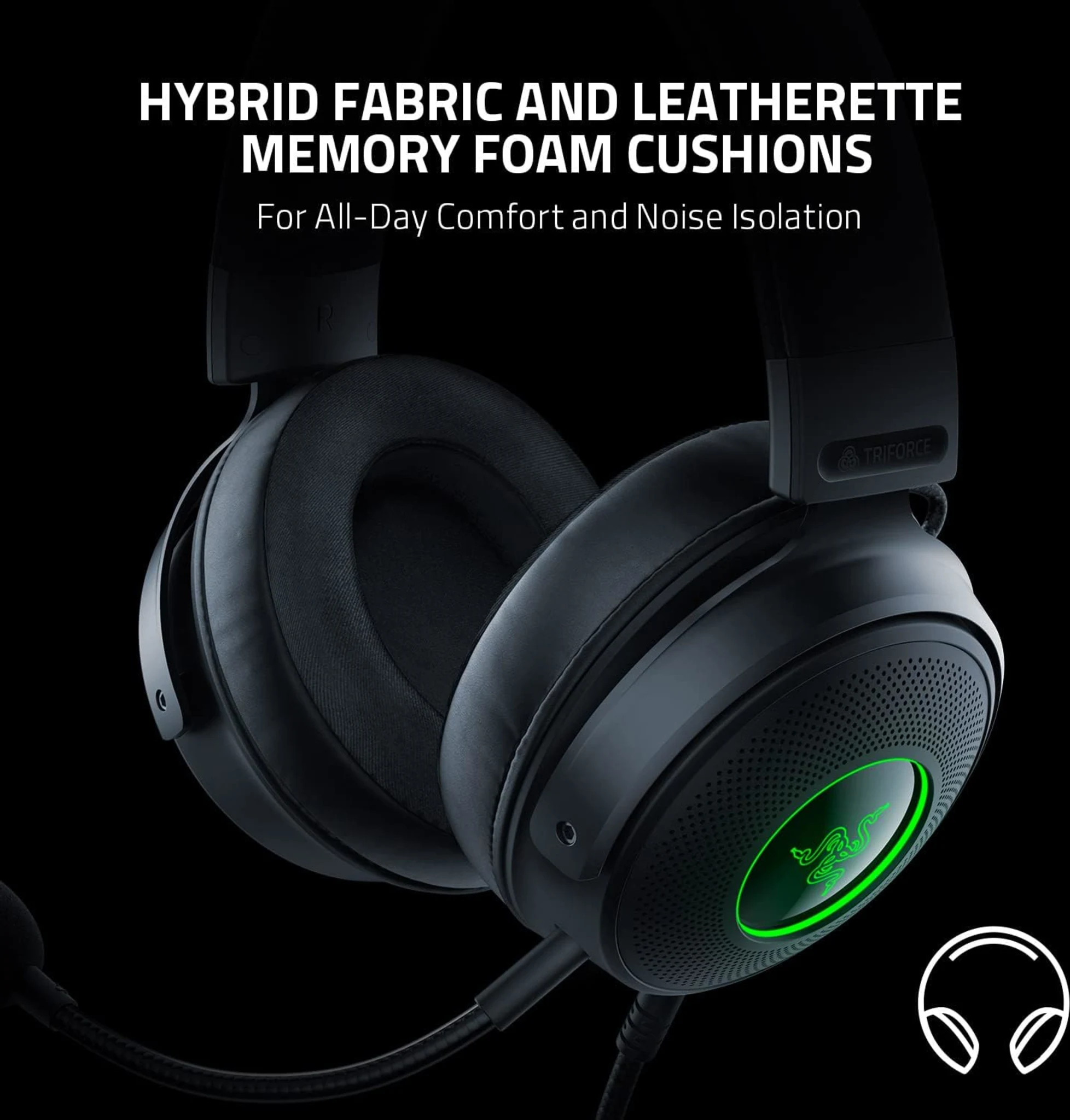 Imagen 4 de Audífonos Gamer Alámbricos Razer Kraken V3, Chroma RGB Audio espacial THX USB-A 