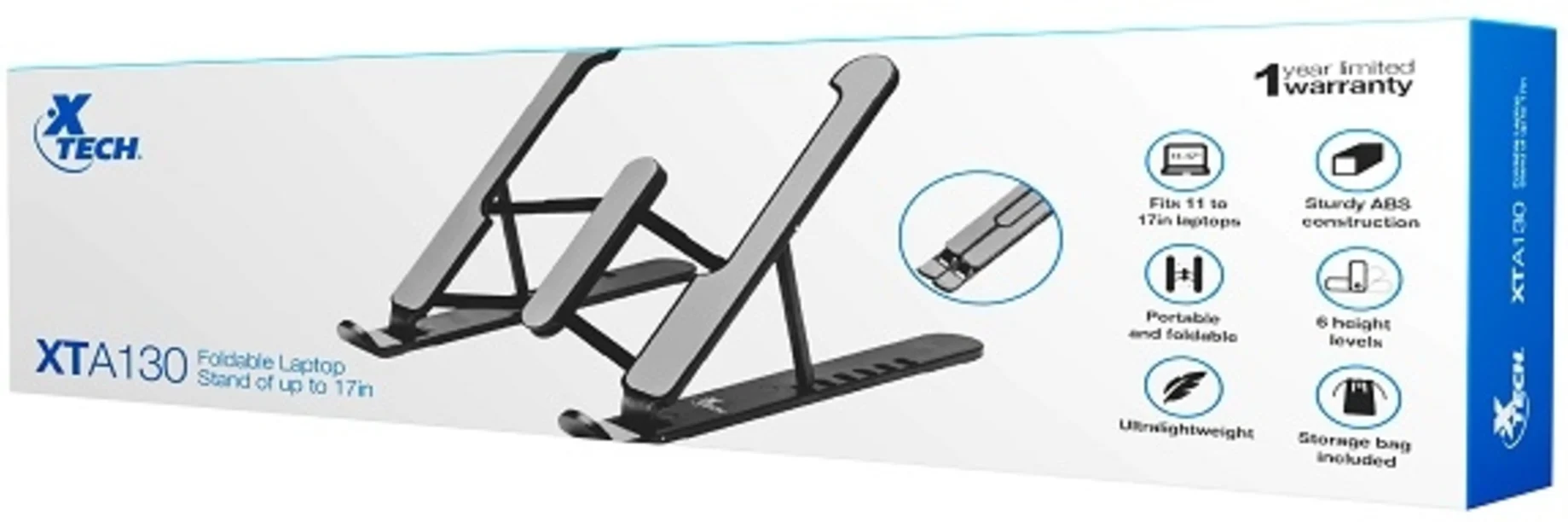 Imagen 0 de Base Alzador Plegable Xtech para Notebook de hasta 17" Superficie antideslizante