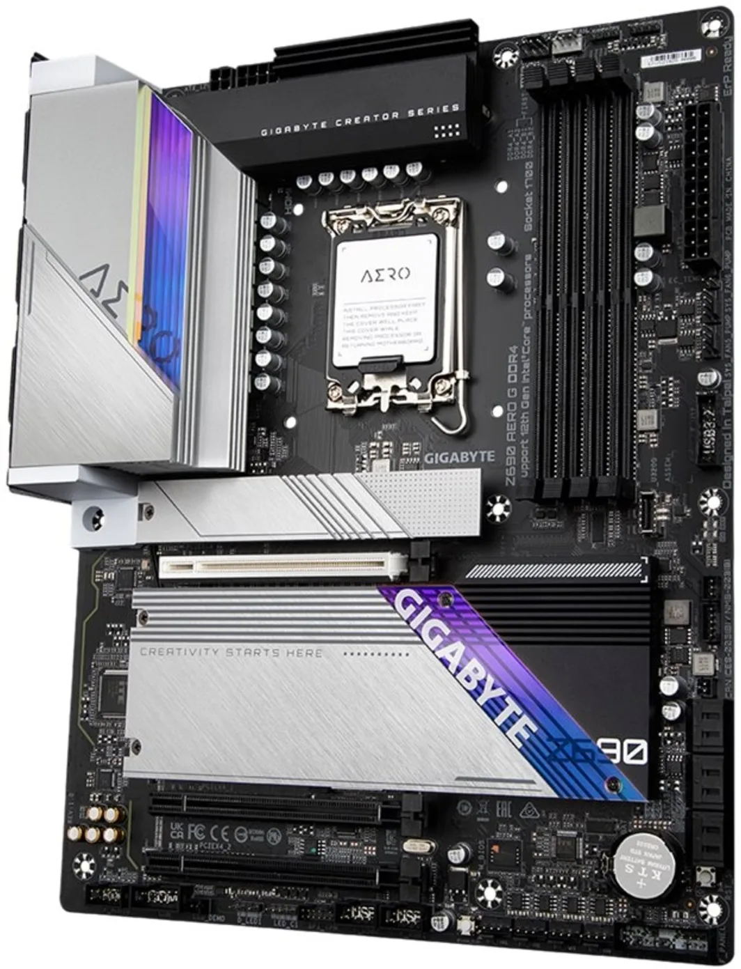 Imagen 2 de Gigabyte Z690 AERO G - 1.0 - placa base - ATX - Socket LGA1700 - Z690 Chipset - USB-C Gen1, USB 3.2 Gen 1, USB 3.2 Gen 2, USB-C Gen 2x2 - 2.5 Gigabit LAN, Wi-Fi 6, Bluetooth - Tarjeta gráfica (CPU necesaria) - HD Audio (8-canales)