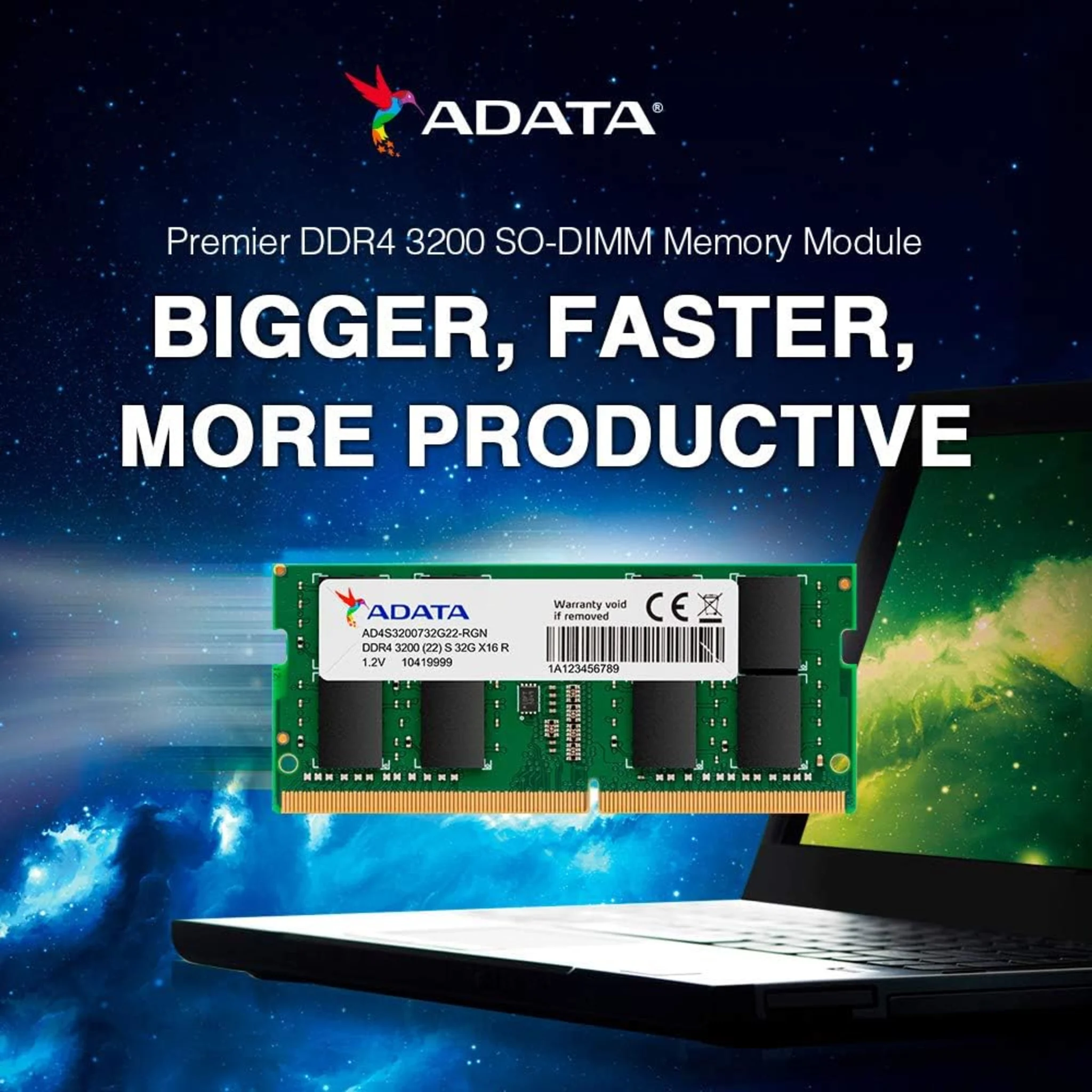 Imagen 2 de Memoria RAM 16GB DDR4 3200MHz SO-DIMM CL22 Non-ECC 1.2v 260p - ADATA