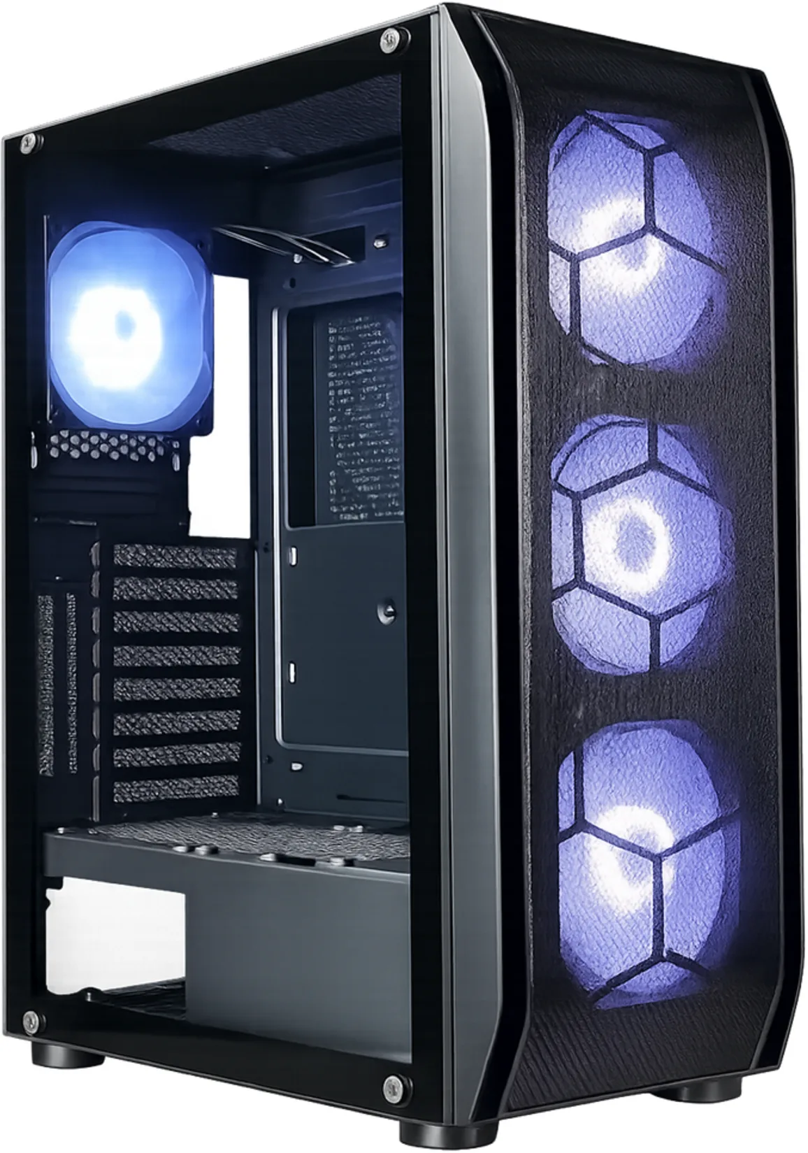 Imagen 0 de Gabinete Gamer EsGaming Y03, MediaTorre 2*USB2.0 USB3.0 4*FAN ARGB V.Temp. Negro