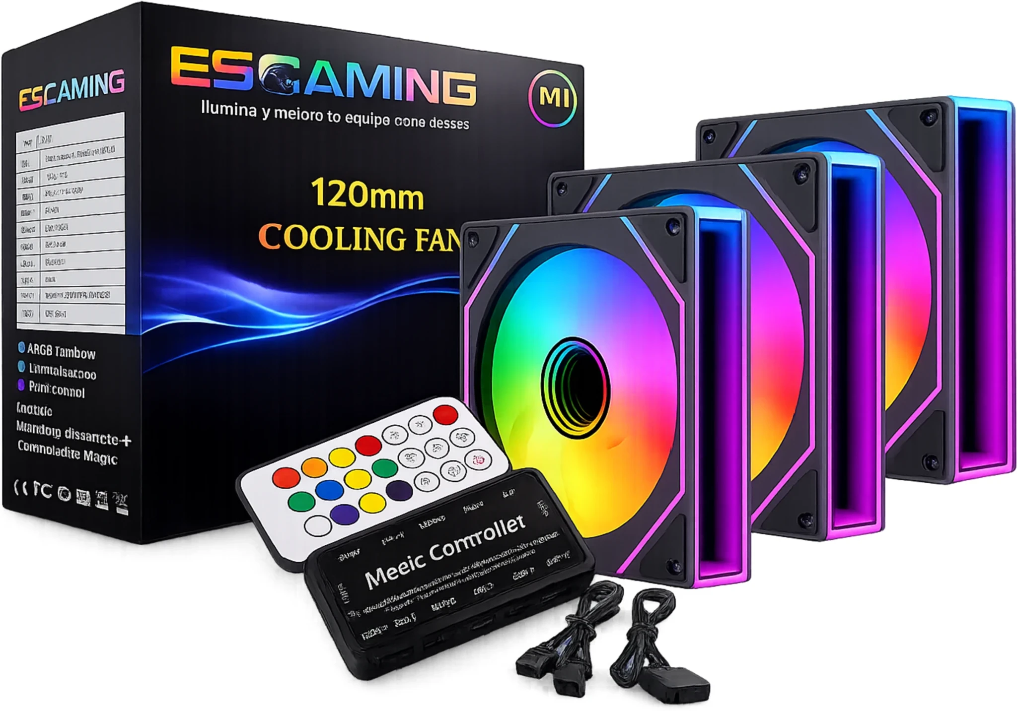 Imagen 1 de VENTILADOR EZ-A18 ARGB FAN SET 3 UNIDADES 120MM ARGB CONTROL REMOTO