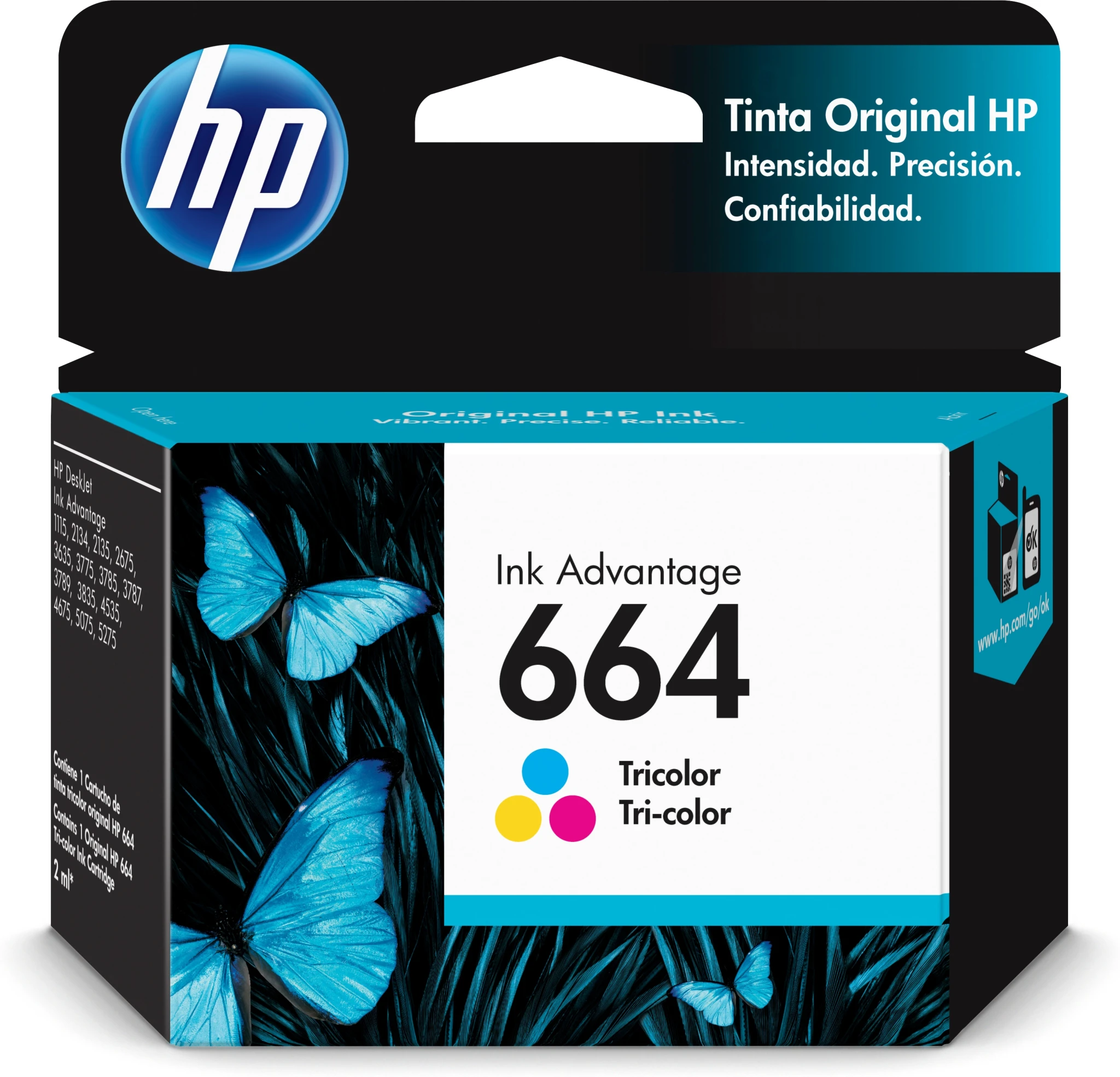 Imagen 0 de Cartridge HP 664 Tricolor Tinta para Deskjet IA 1115/2135/3635/3775, 100Pág 2ml 