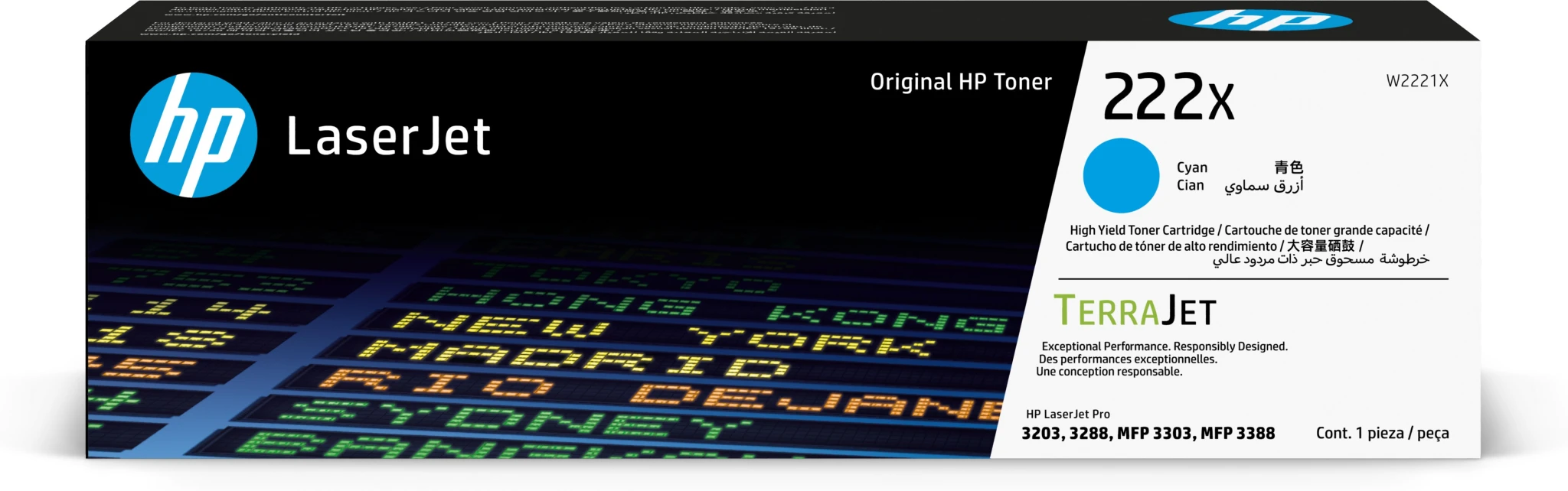 Imagen 0 de Toner HP 222X CYAN, para LJ 3203 3288 / MFP 3303 3388, 2500 Páginas