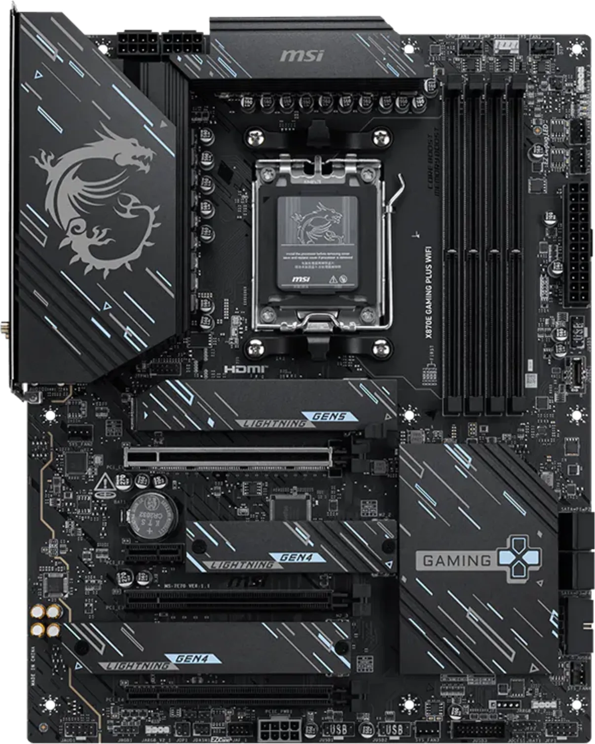 Imagen 1 de Tarjeta Madre MSI X870E GAMING PLUS WIFI AM5 4*DDR5 8126VB 5G LAN WIFI7 ATX