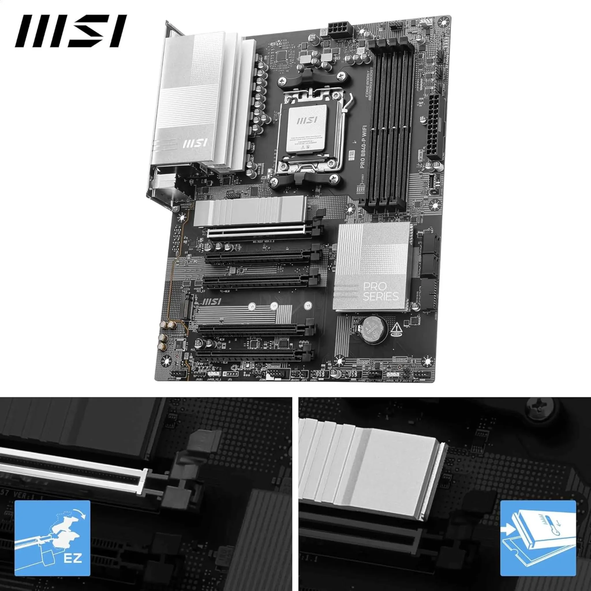Imagen 1 de Tarjeta Madre MSI PRO B840-P WIFI Socket AM5 4*DDR5 HDMI 5*PCIe 2*M2 LAN WIFI 7 