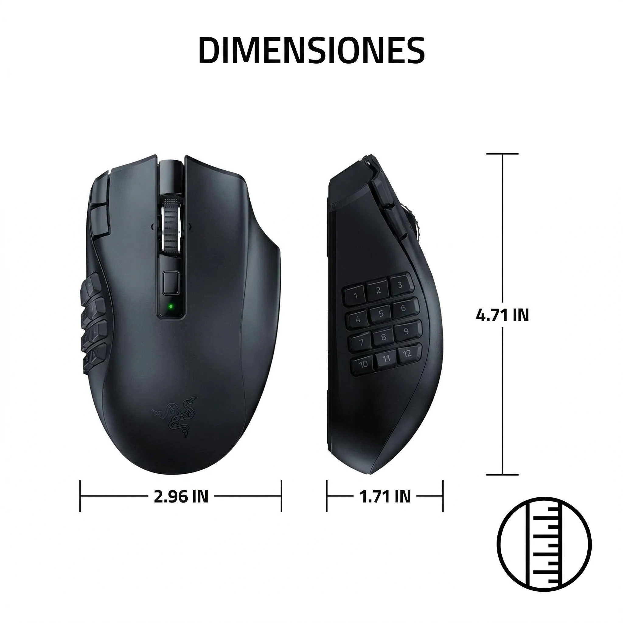 Imagen 1 de Mouse Gamer Razer Naga V2 HyperSpeed Inalámbrico MMO 30K DPI 2.4Ghz 19 Botones