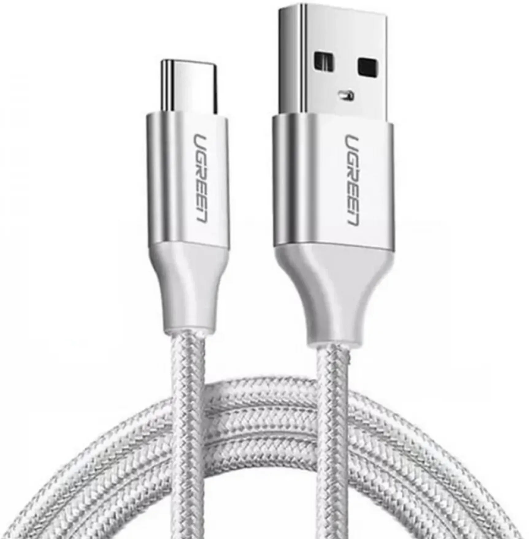 Imagen 0 de US288-W(1M). Cable USB A 2.0 a USB-C Blanco 1 Metro UGREEN. Cable niquel trenzado de aluminio