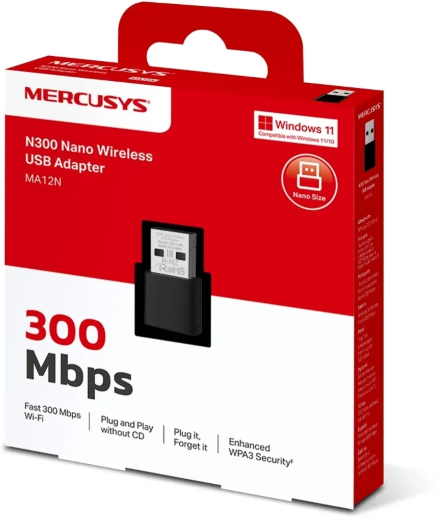 Imagen 1 de Adaptador Receptor WiFi USB Mercusys N300 Nano PC Notebook