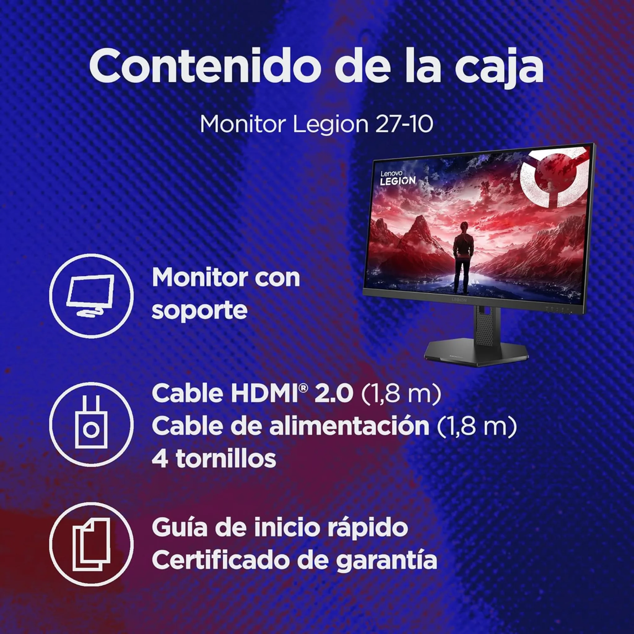 Imagen 8 de Monitor Lenovo Legion 27-10 27" FHD 1920*1080 IPS 1*DP 2*HDMI 240Hz