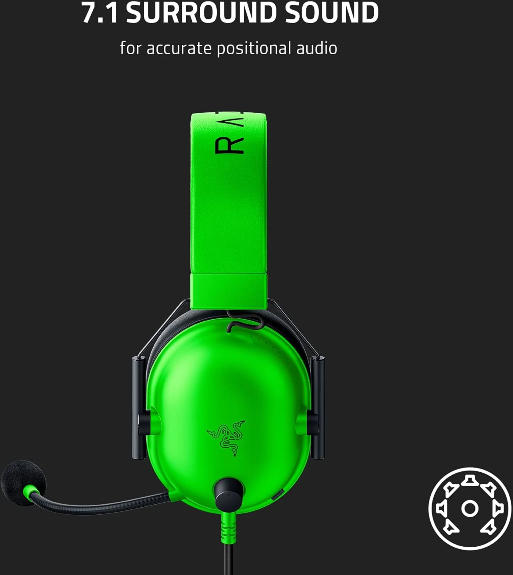 Imagen 5 de Audífonos Gamer Alámbricos Razer BlackShark V2 X Sonido 7.1 Jck3.5mm Color Verde