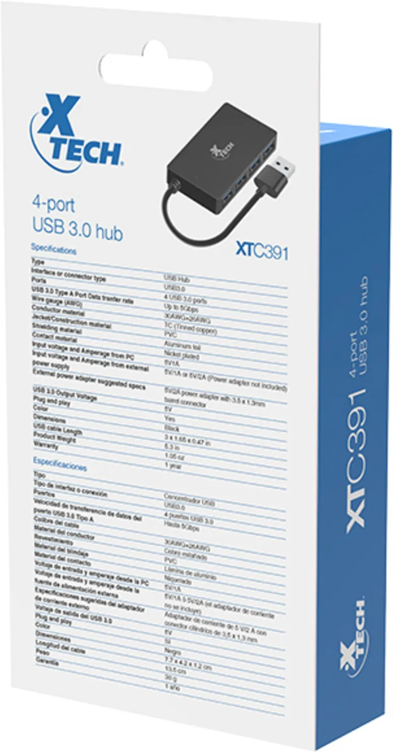 Imagen 2 de HUB Concentrador Xtech XTC-391 USB a 4 puertos USB 3.0