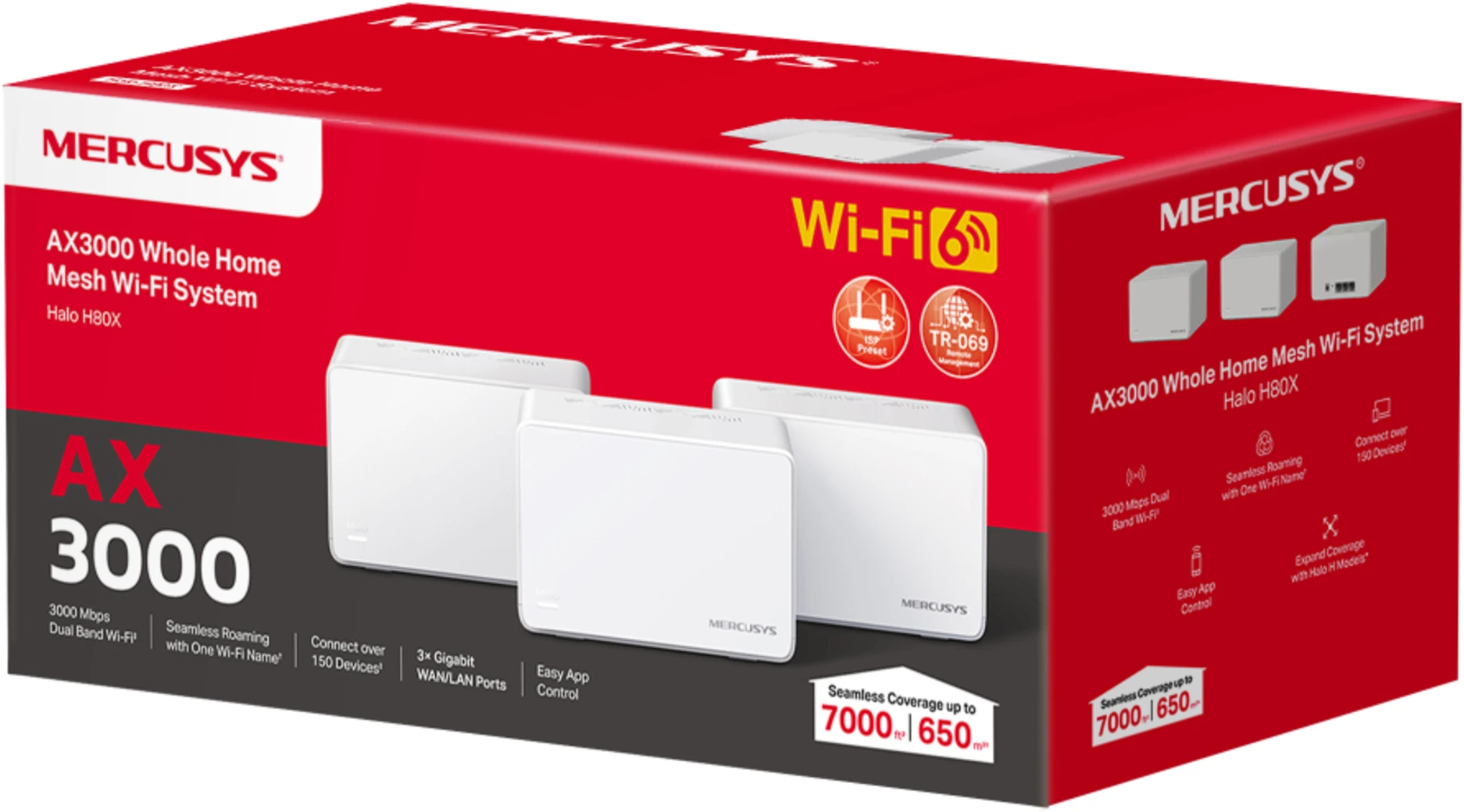 Imagen 4 de Pack 3 Sistema WiFi Mesh Mercusys Halo H80XcAX3000, WiFi 6, 650m² MU-MIMO WPA3