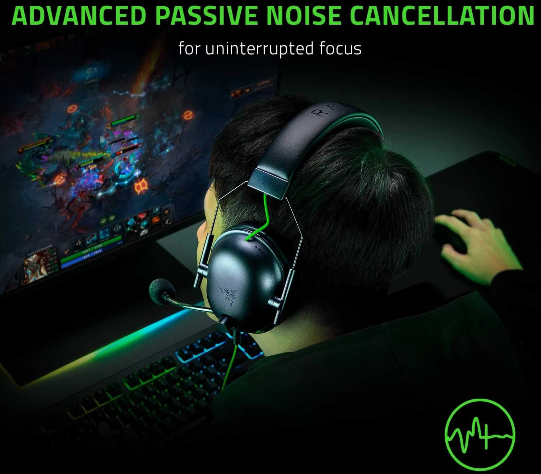 Imagen 3 de Audífonos Gamer Alámbricos Razer BlackShark V2X Triforce 50mm HyperClear Mic Blk