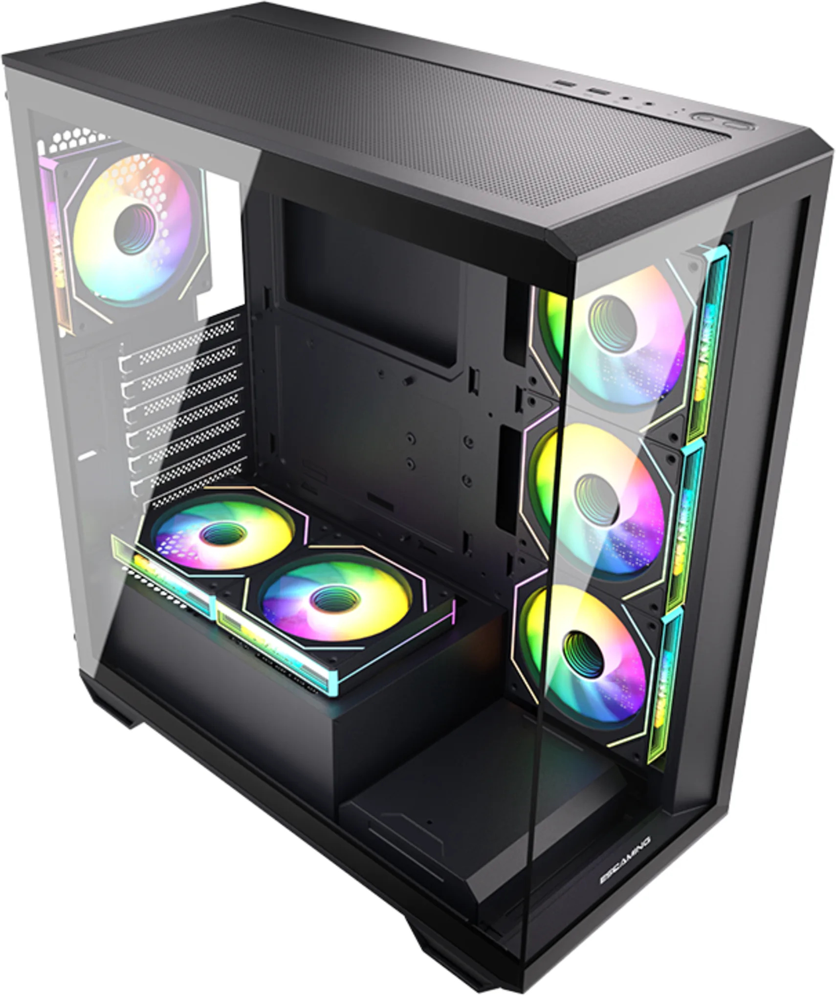 Imagen 6 de GABINETE GAMER ESGAMING GILGAMESH 270deg | Micro ATX / ITX | 6 ARGB | Controlado