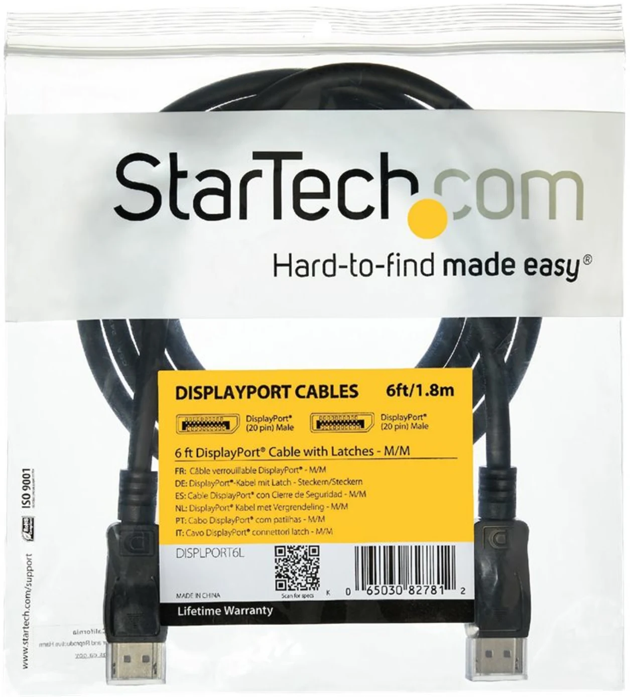 Imagen 6 de Cable DisplayPort Macho a Macho con Pestillo de 1.8 Metros 28AWG color Negro