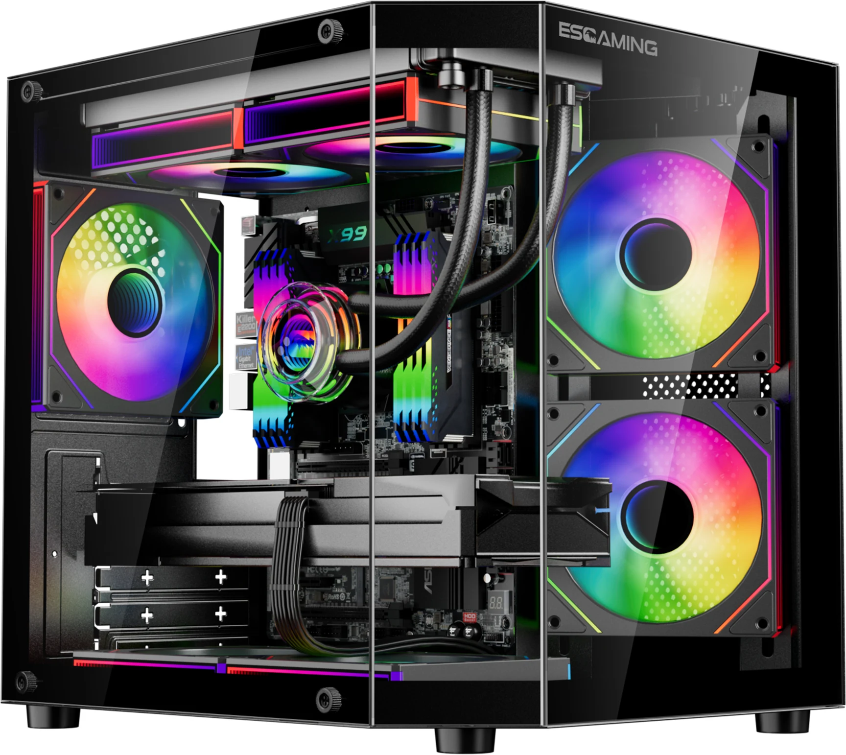 Imagen 0 de Gabinete Gamer REBEL 270deg | Micro ATX / ITX | 5 ARGB | Controladora + Control 