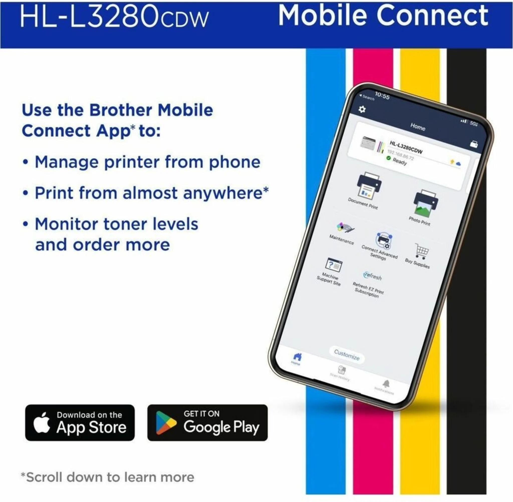 Imagen 7 de Impresora Brother HL-L3280CDW, Láser Color Wi-Fi USB Dúplex Color 27ppm