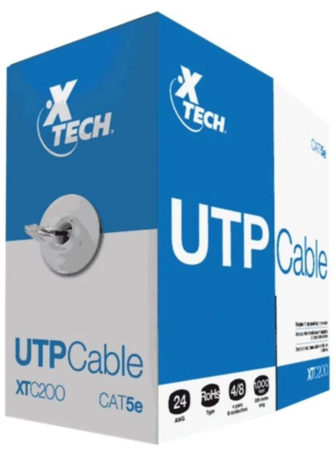 Imagen 1 de Cable de Red X-Tech XTC-220 Categoria 5E UTP Unifilar 305mts Color GRIS