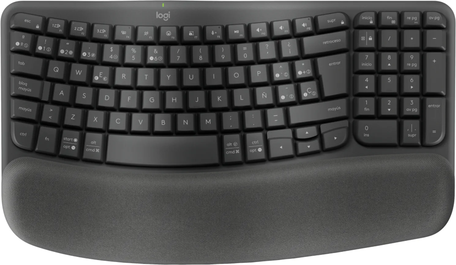 Imagen 2 de Teclado Inalámbrico Ergonómico Logitech Wave Keys, Recep USB-A Color Negro