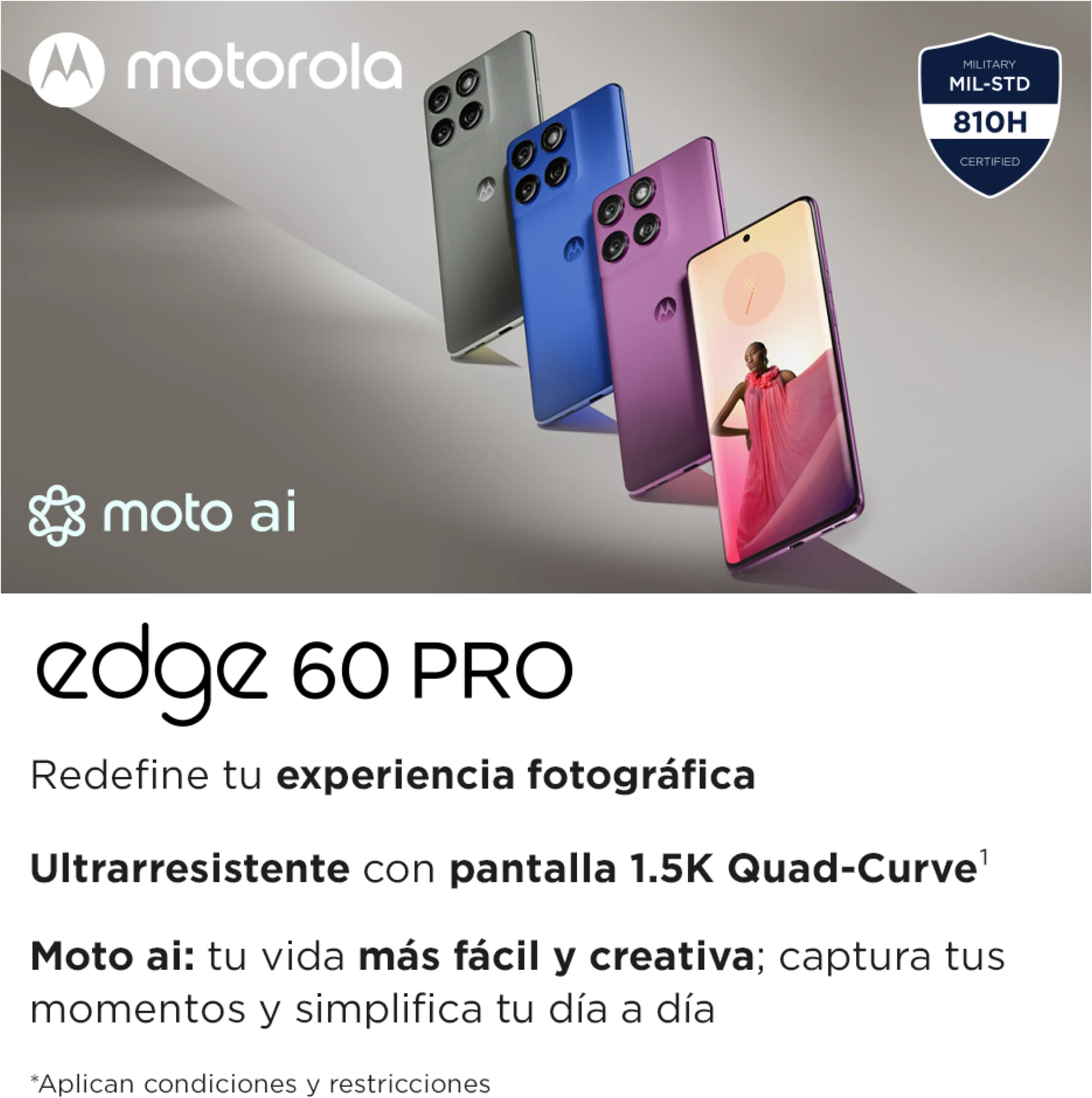 Imagen 1 de Celular Motorola Edge 60 Pro Memoria 512GB RAM 12GB 50MP 7' Morado