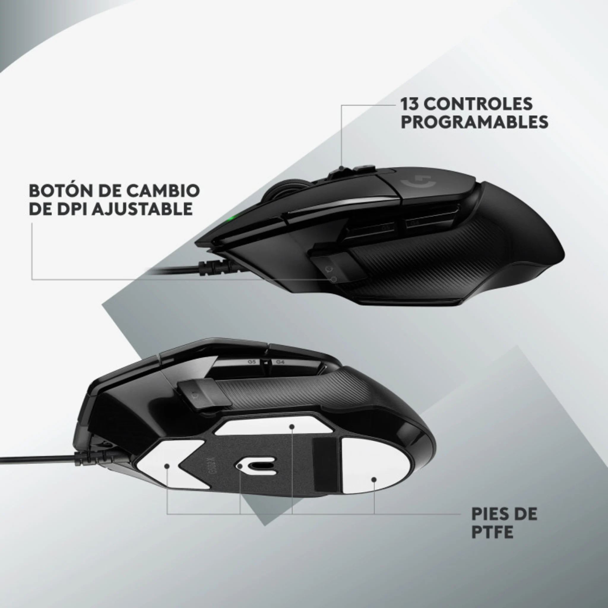 Imagen 5 de Mouse Gamer Logitech G502 X 13 controles progr.  5 perfiles HERO 25K Negro