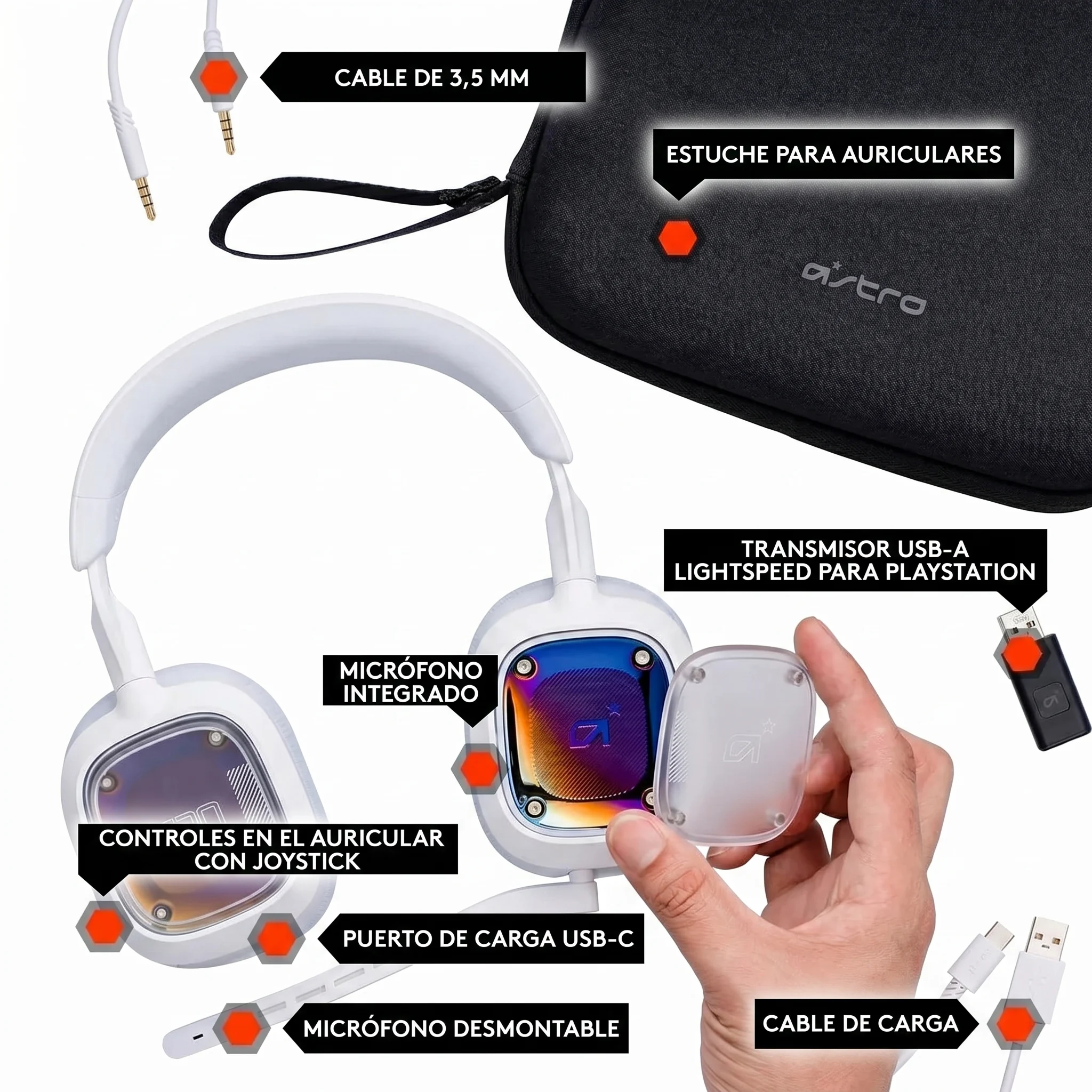 Imagen 5 de Audífonos Gamer Inalámbrico Logitech Astro  A30 Lightspeed PS Blanco Púrpura