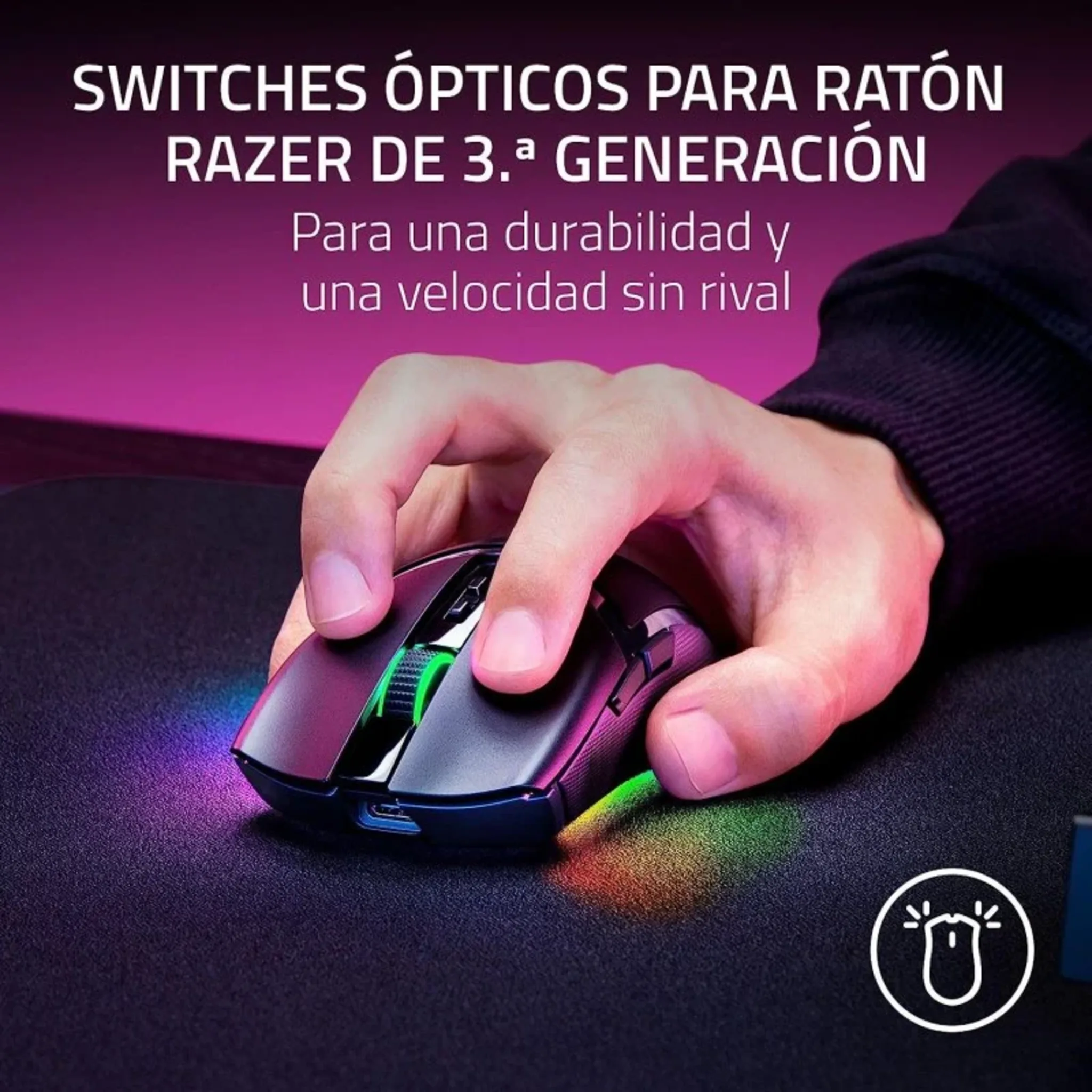Imagen 3 de Mouse Gamer Inalámbrico Razer Cobra Pro RGB Ópt. 30K DPI 8 Btnes Bt2.4GHz Negro