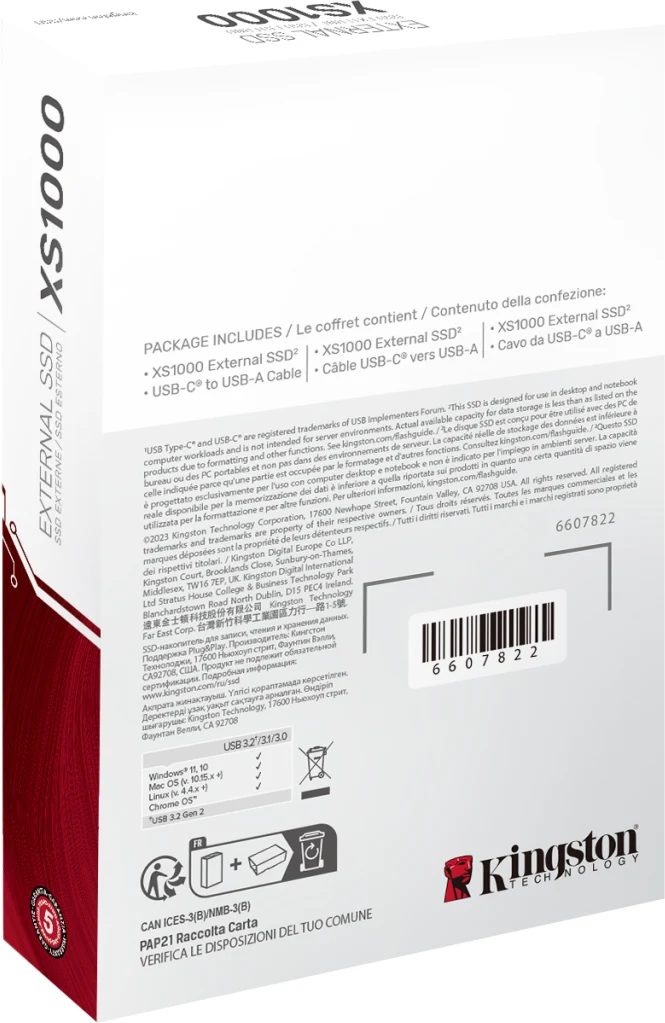 Imagen 3 de Unidad SSD Externo Kingston XS1000 1TB USB3.2 Gen2 Lec1050MBs Esc1000MBs Negro