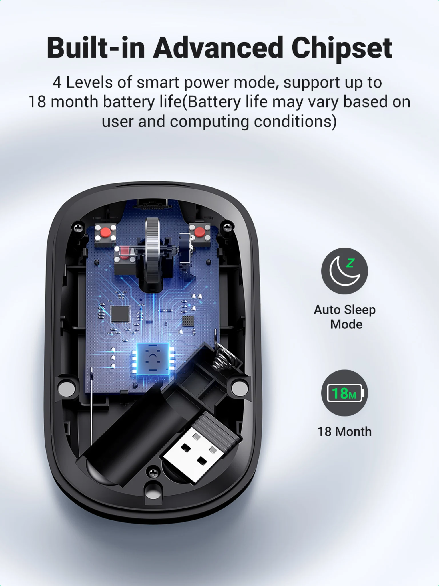 Imagen 4 de Mouse Inalámbrico Ugreen MU001 Óptico 4000dpi Bluetooth Ultra delgado Gris Oscur