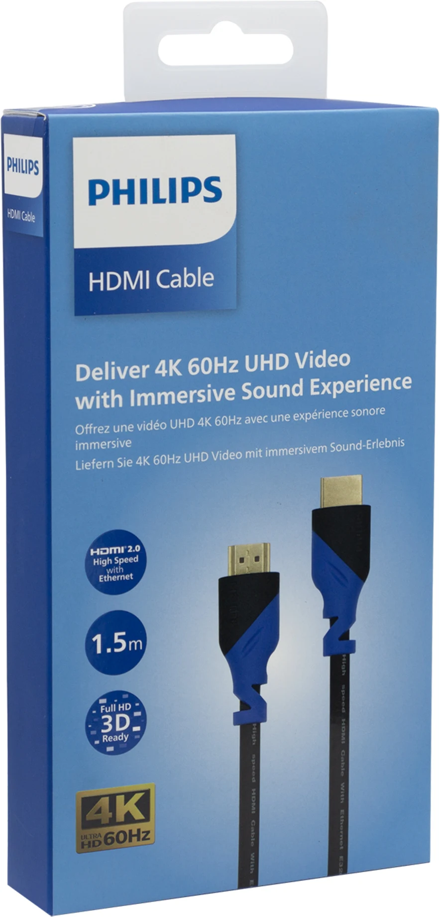 Imagen 1 de Cable HDMI Macho a HDMI Macho con Ethernet UHD 4K 3D ARC 18GBps Long 1.5 metros