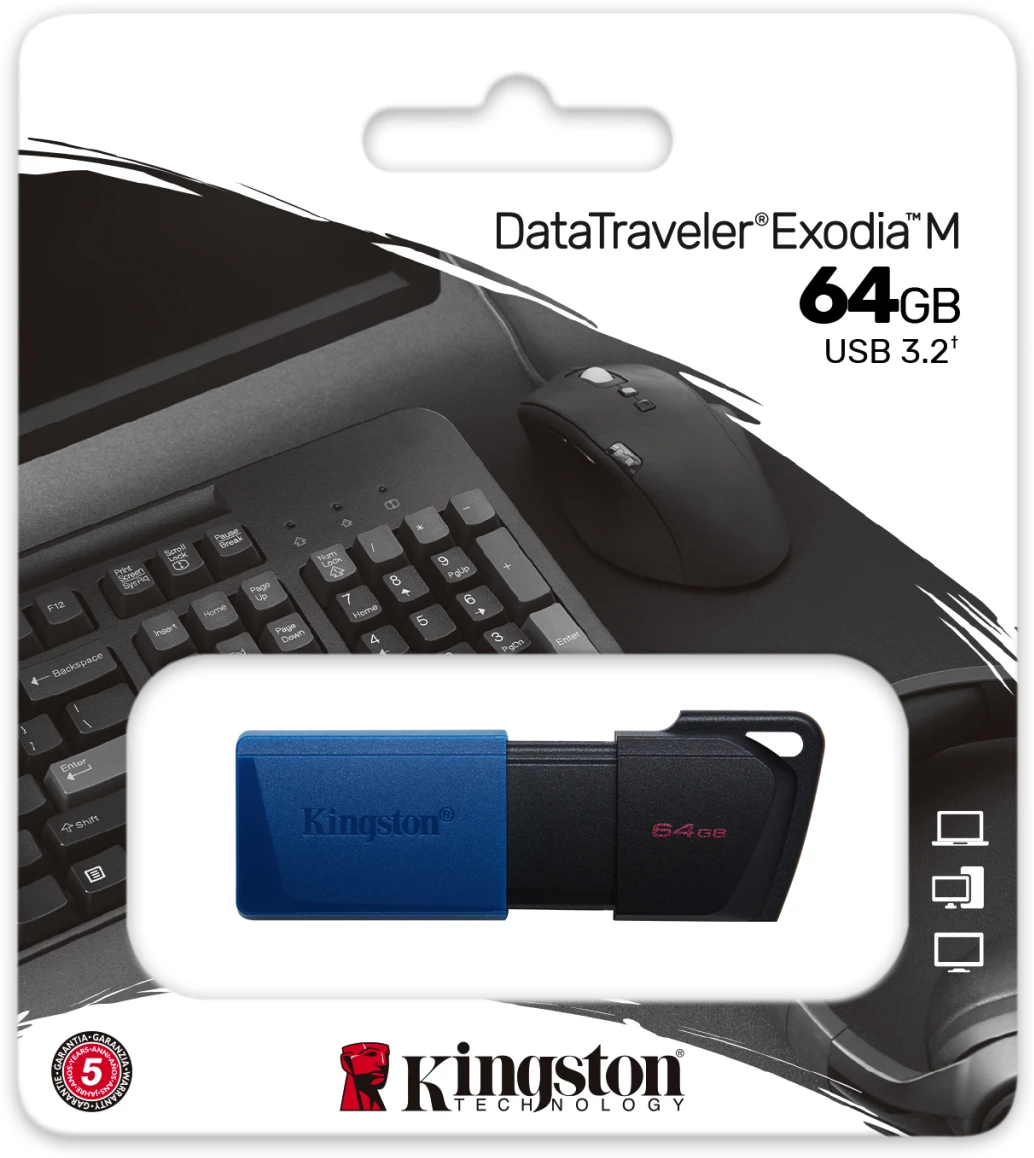 Imagen 5 de Pendrive 64GB Kingston DataTraveler Exodia M USB3.2 Gen1 Color Negro/Azul