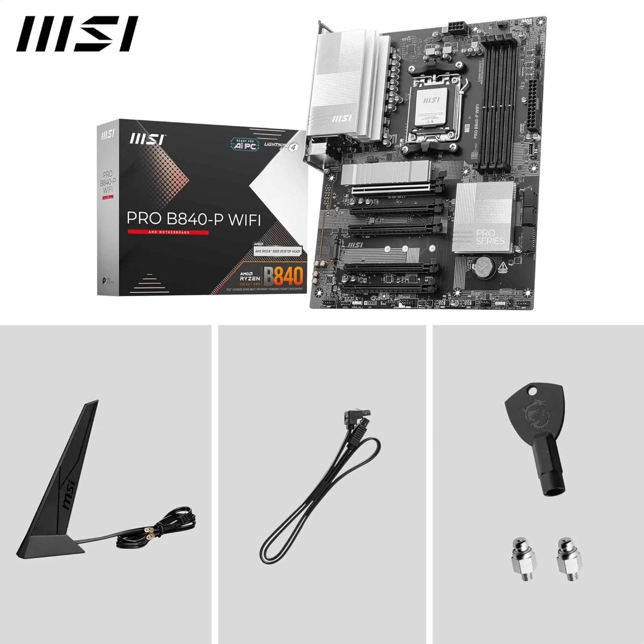 Imagen 5 de Tarjeta Madre MSI PRO B840-P WIFI Socket AM5 4*DDR5 HDMI 5*PCIe 2*M2 LAN WIFI 7 